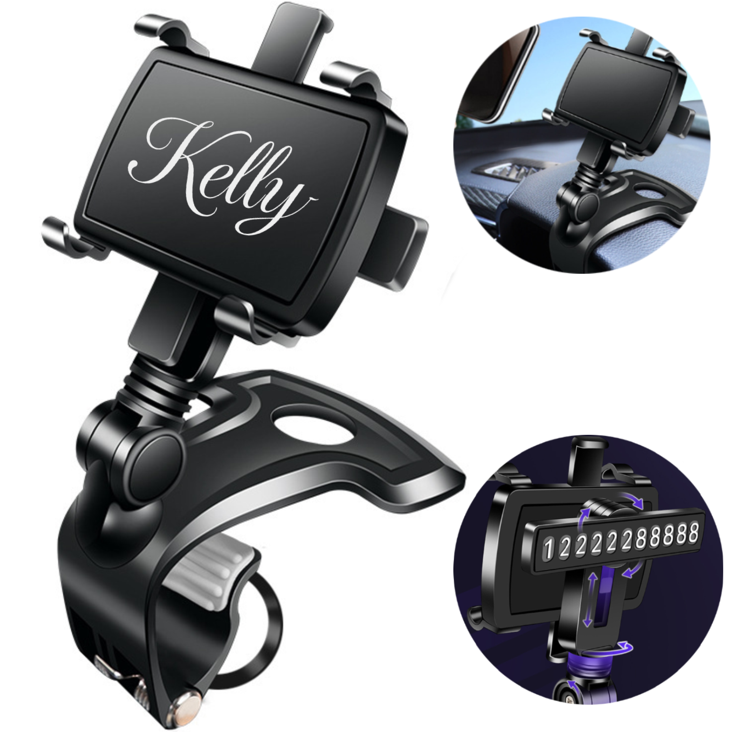 Rotatable Dashboard Car Phone Mount w/ Parking Number