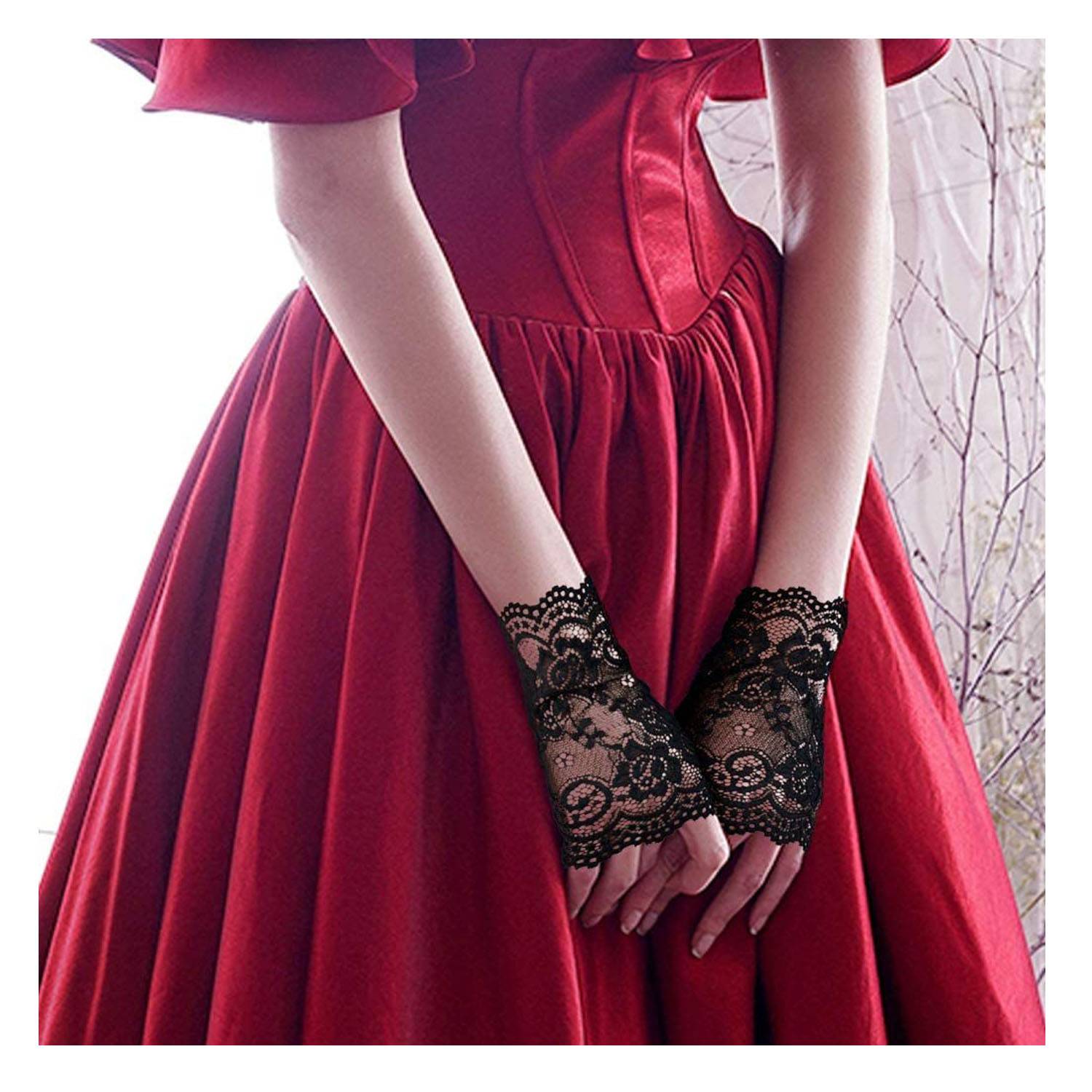 Ladies half finger lace gloves - Image 4