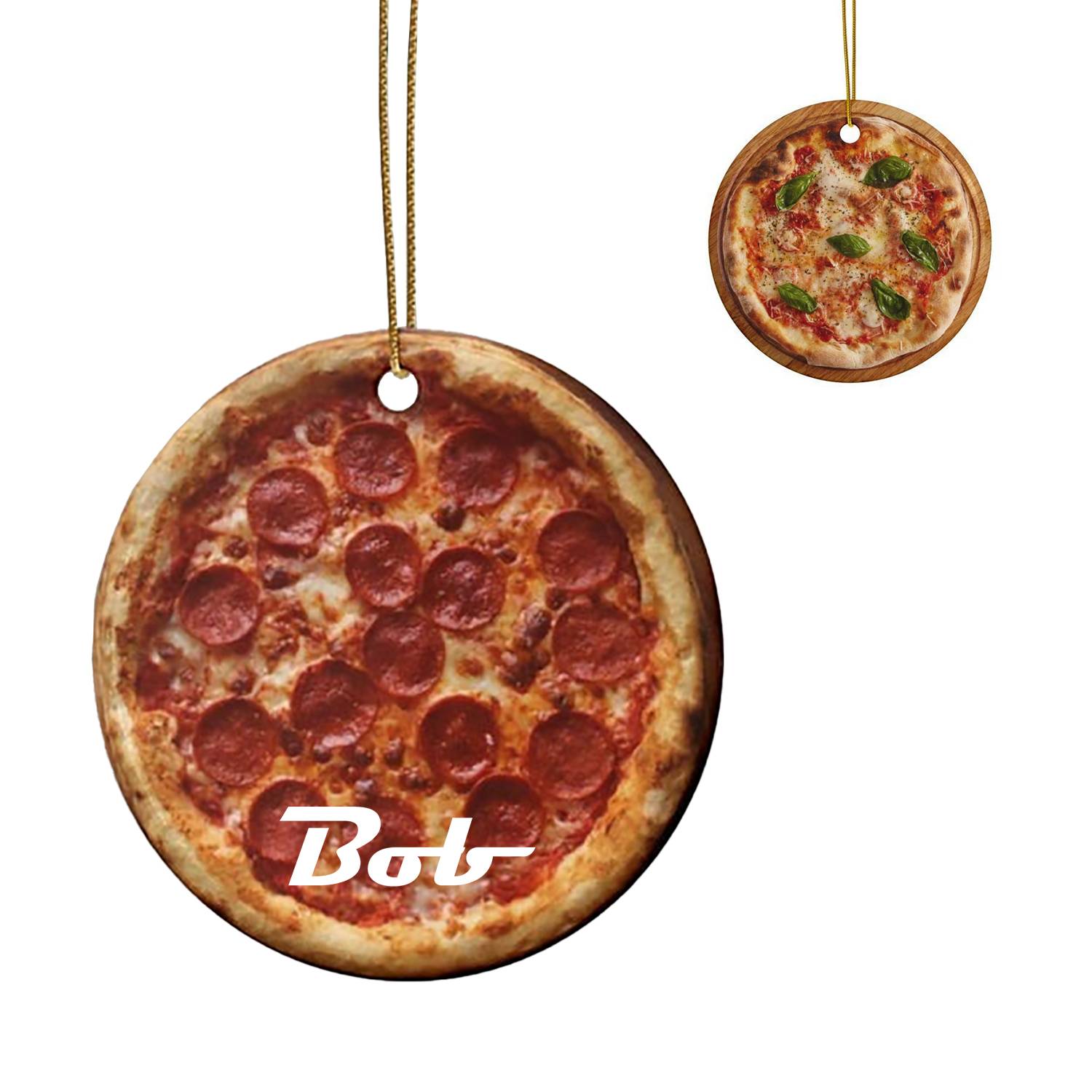 Acrylic Pizza Ornament – Xmas Tree, Car & Bag Hanging Decor