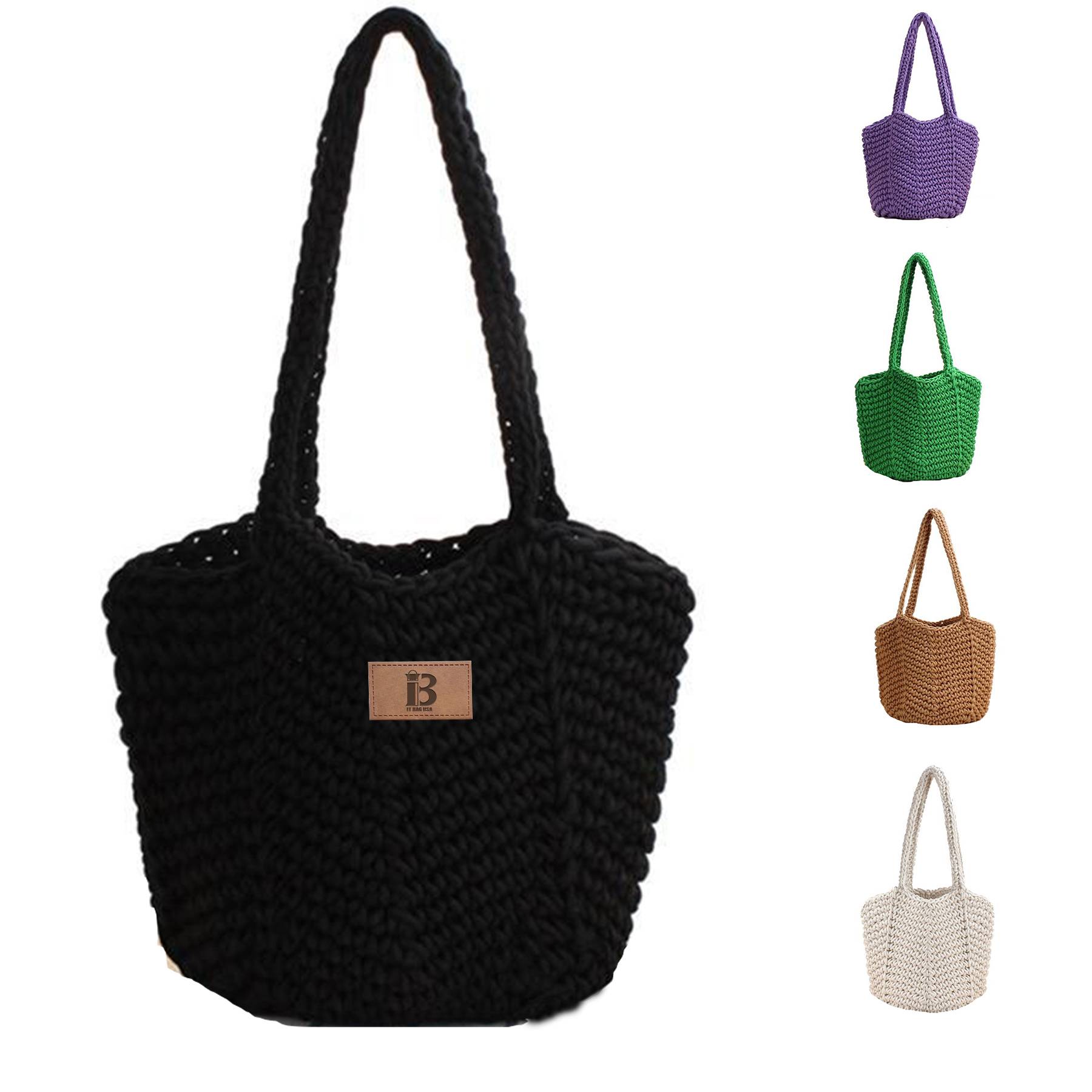 Jute Women Cotton Knitted Tote Mesh Beach Bag
