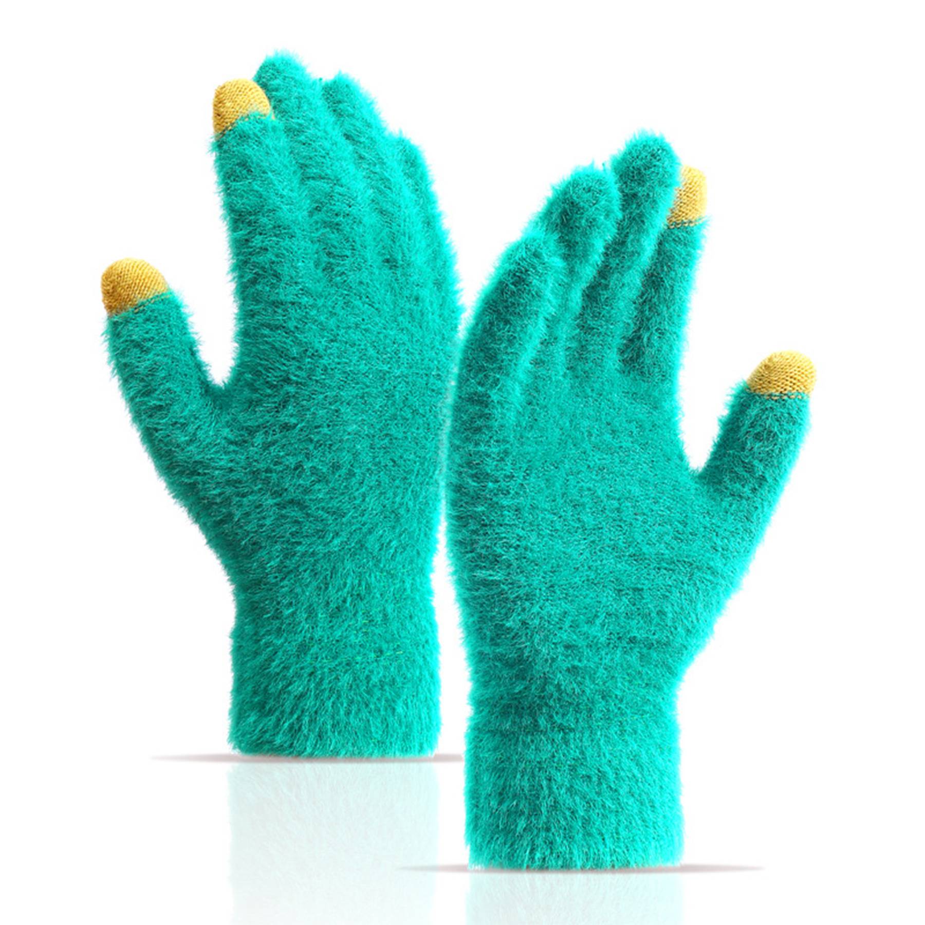 Womens Winter Mink Touchscreen Gloves - Image 4