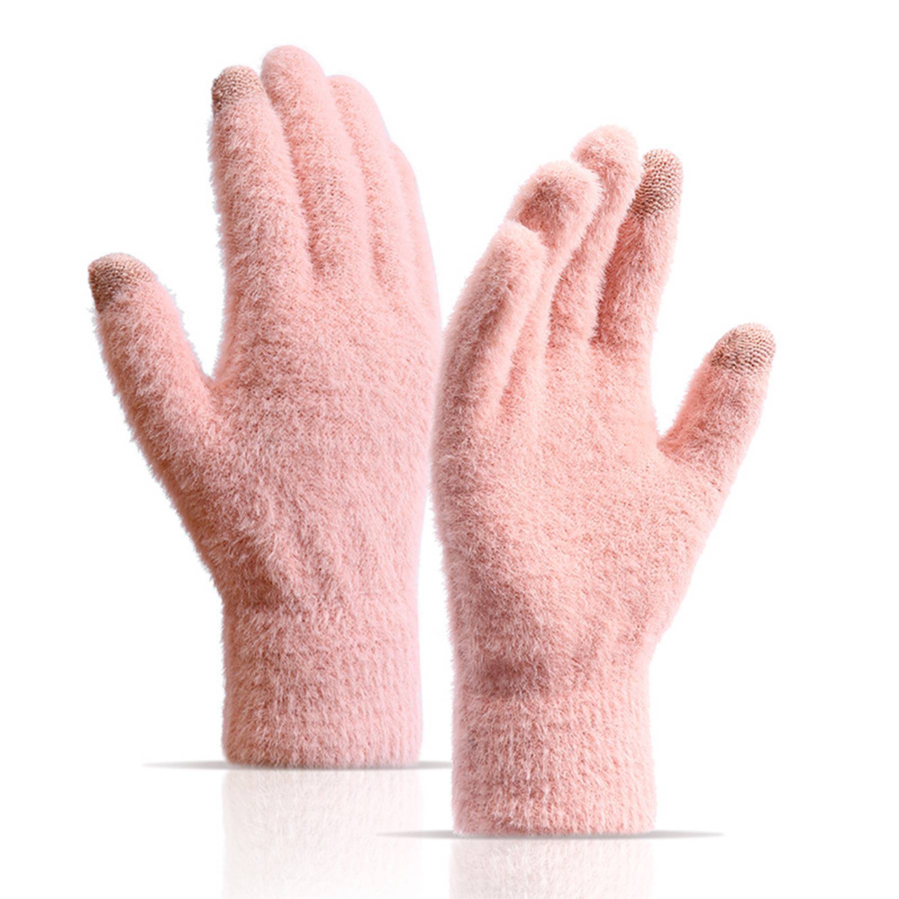 Womens Winter Mink Touchscreen Gloves - Image 7