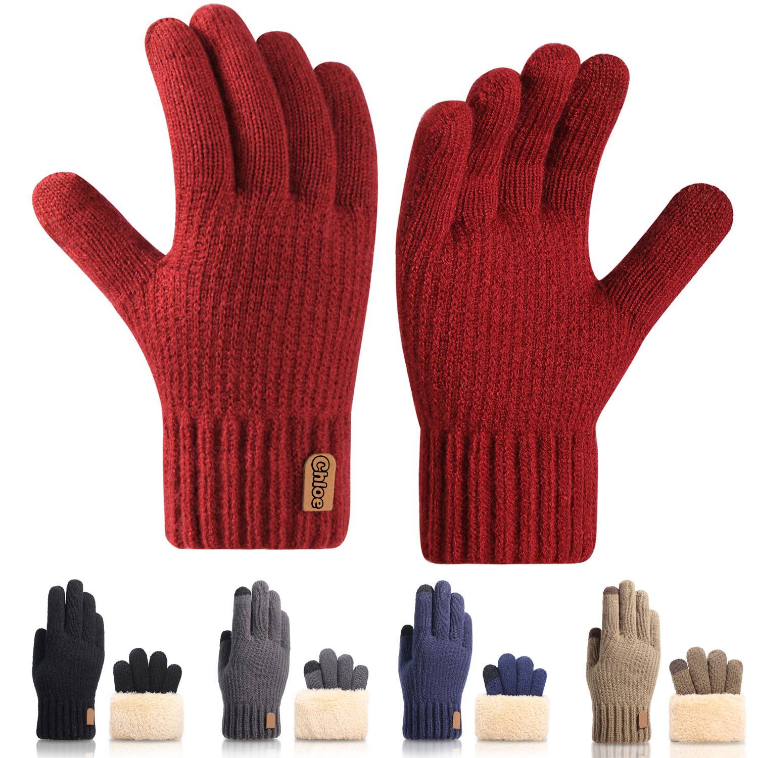 Winter Knitted Fleece Touchscreen Thermal Glove