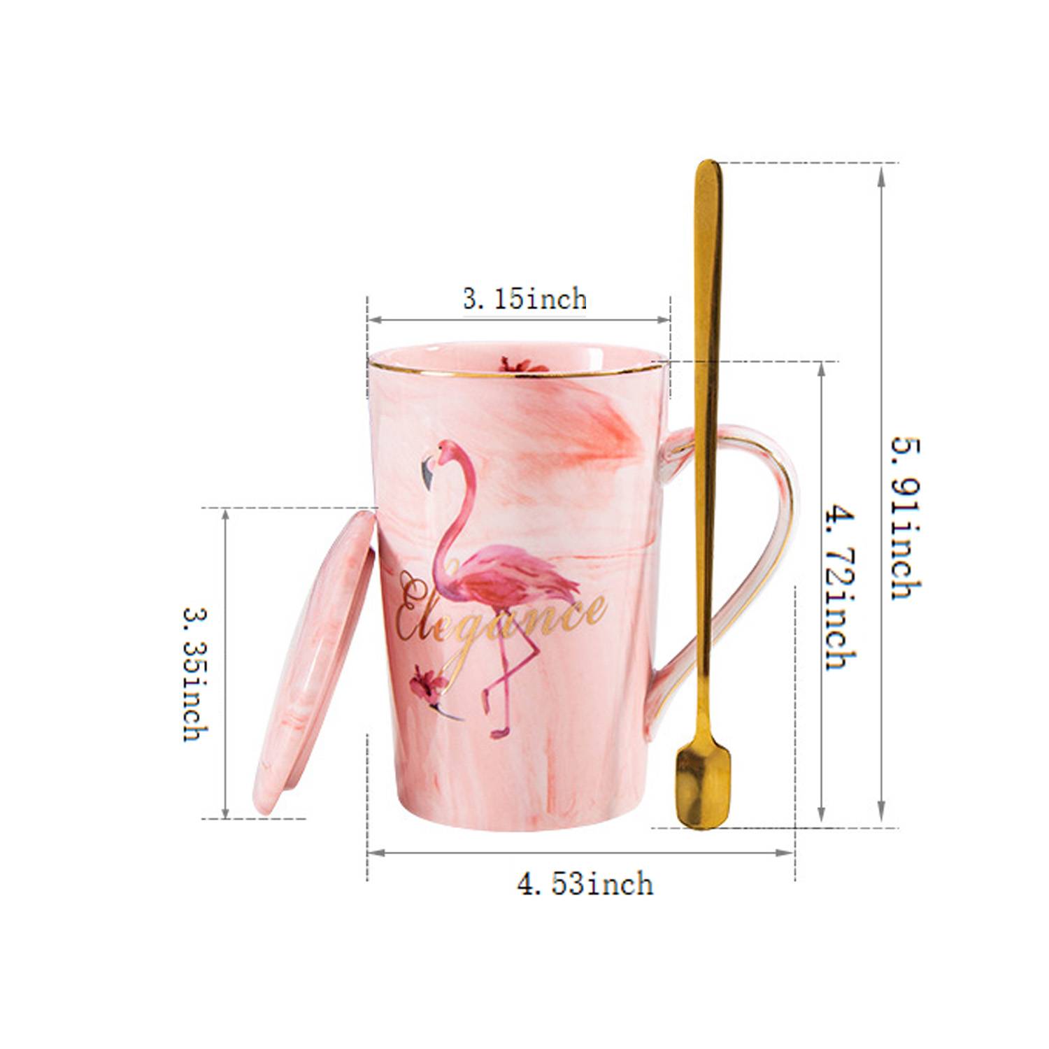 14oz Marble Pattern Ceramic Mug w/ Spoon - Image 4