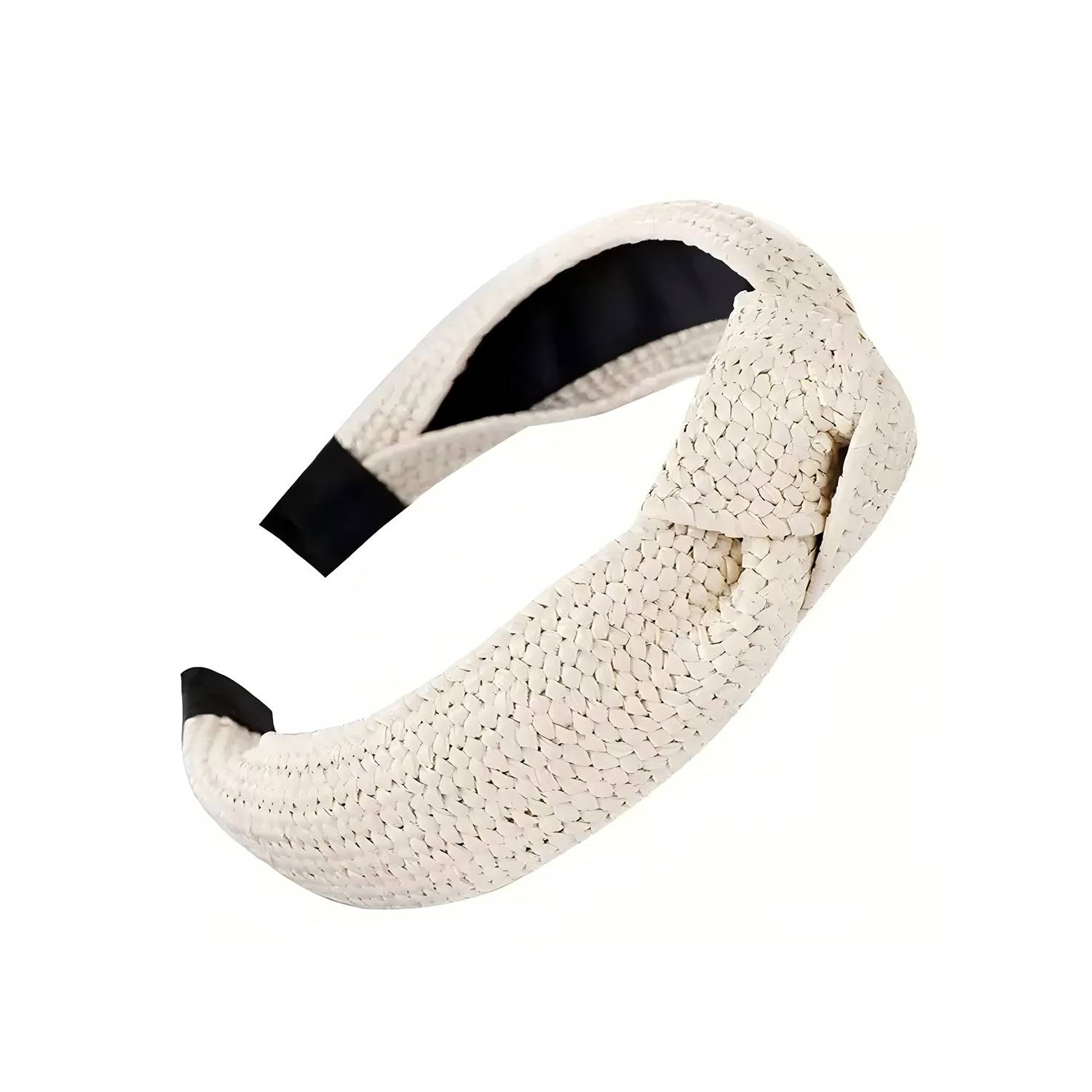 Wide Brim Straw Headband for Women - Elegant Knot Design - Image 3