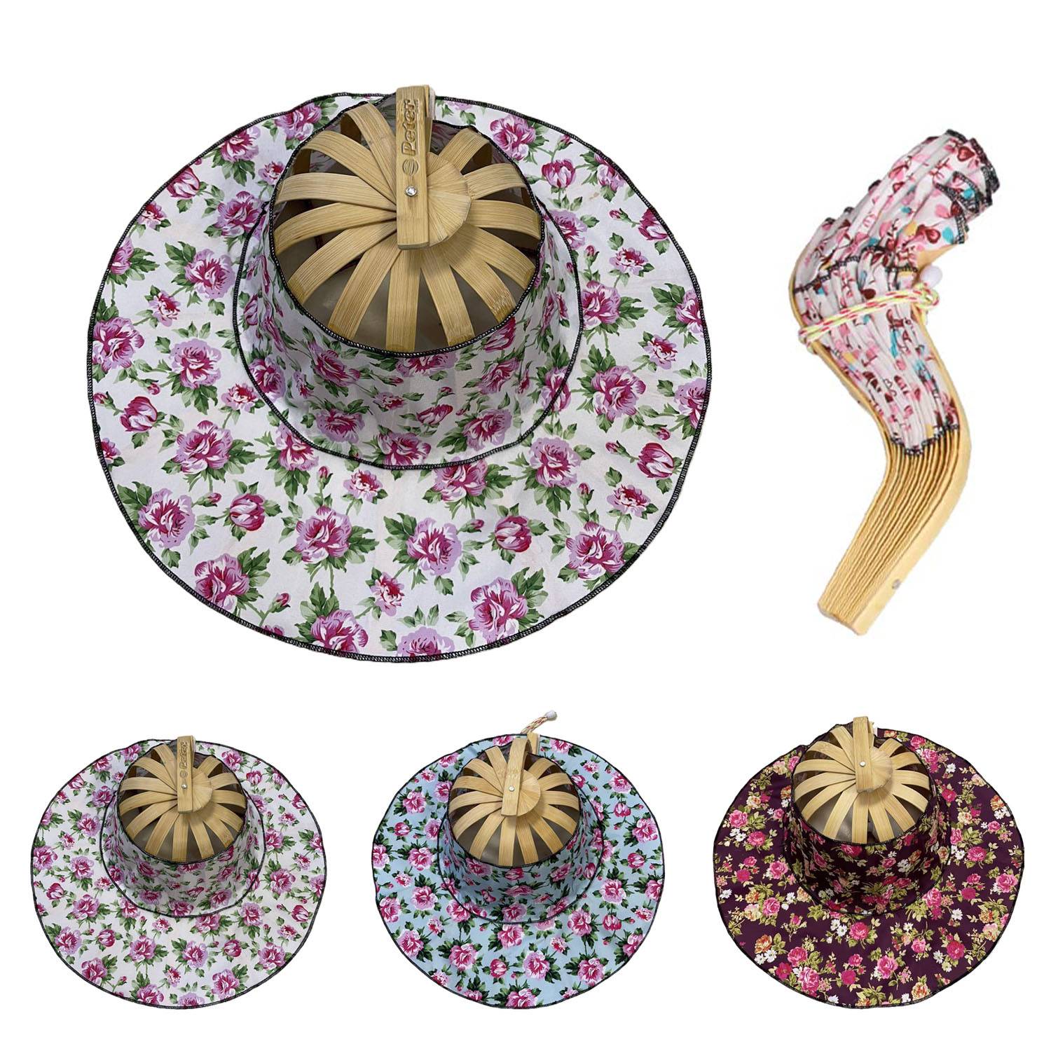 2 in 1 Portable Foldable Bamboo Fan Hat for Summer