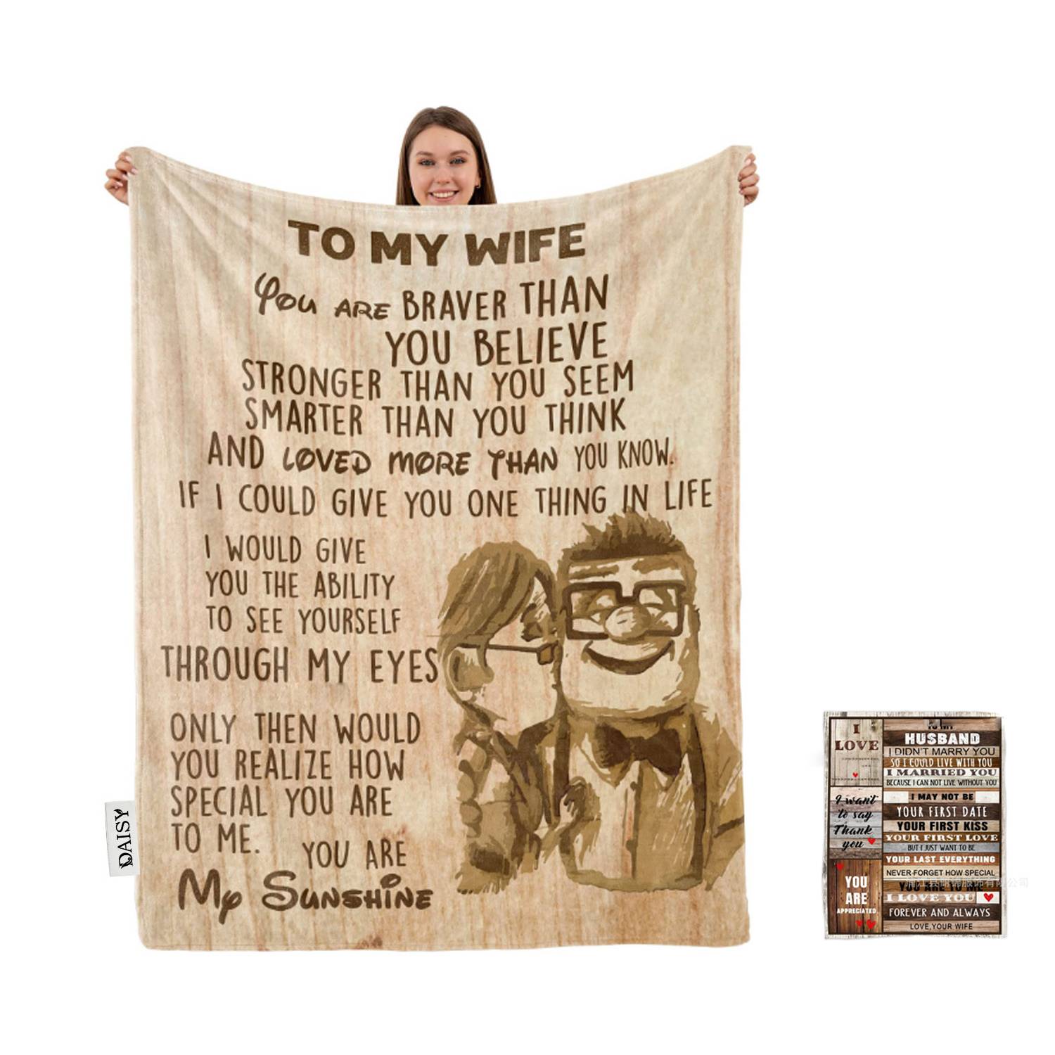 TO My Wife Gifts printed flannel blanket