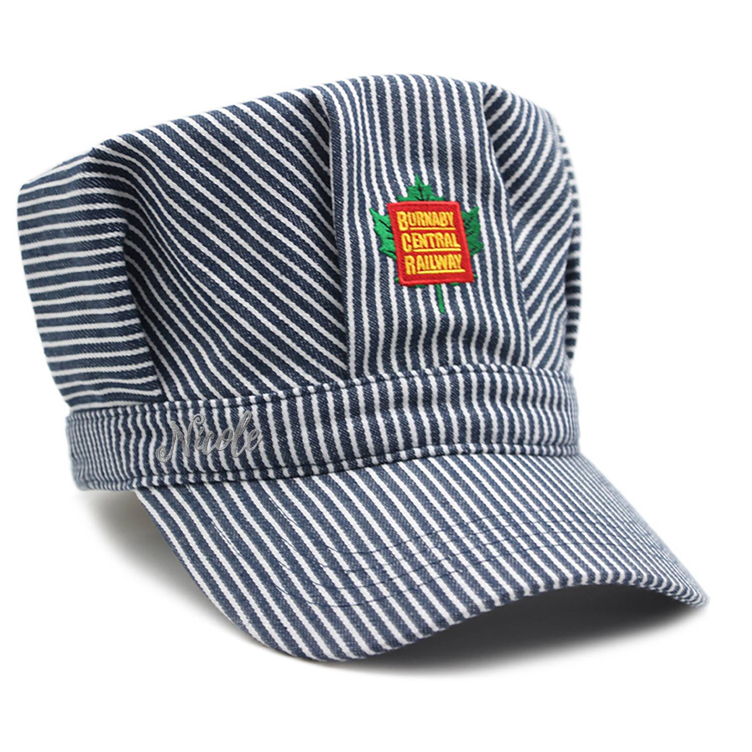 Retro Blue Striped Train Conductor Hat