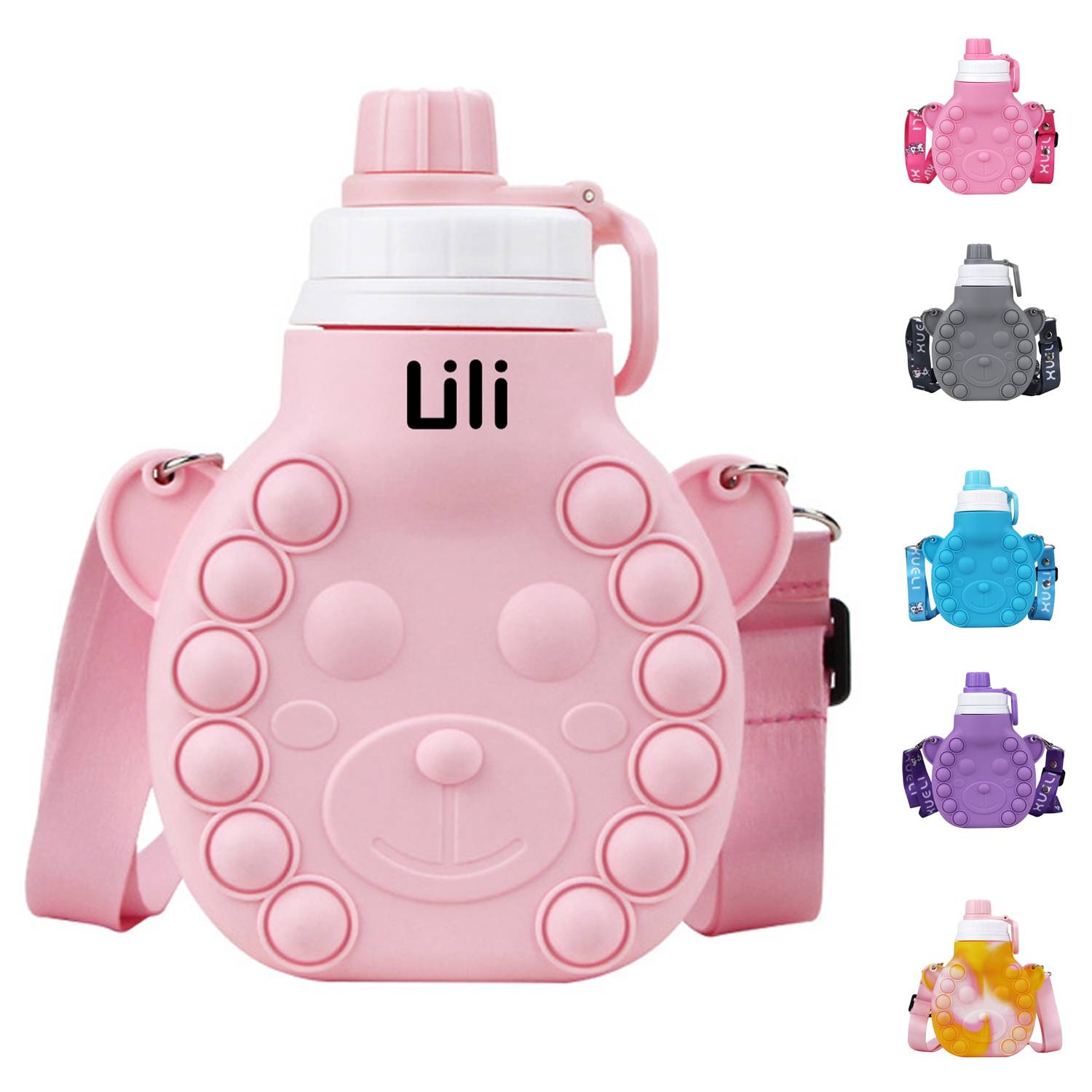 Silicone Collapsible Water Bottle With Embossed Push Bubble