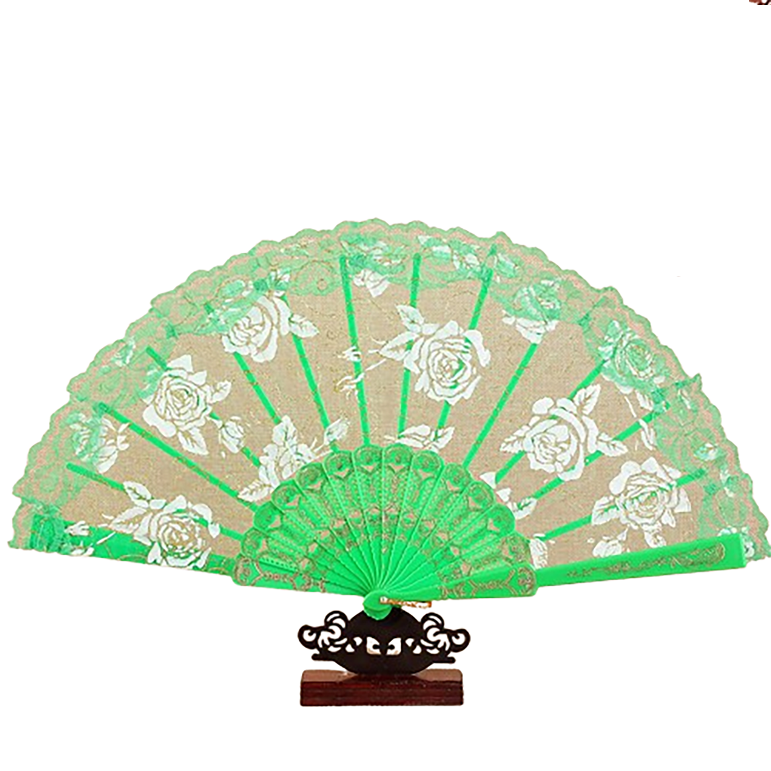 Rose Lace Handheld Folding Fan - Image 9