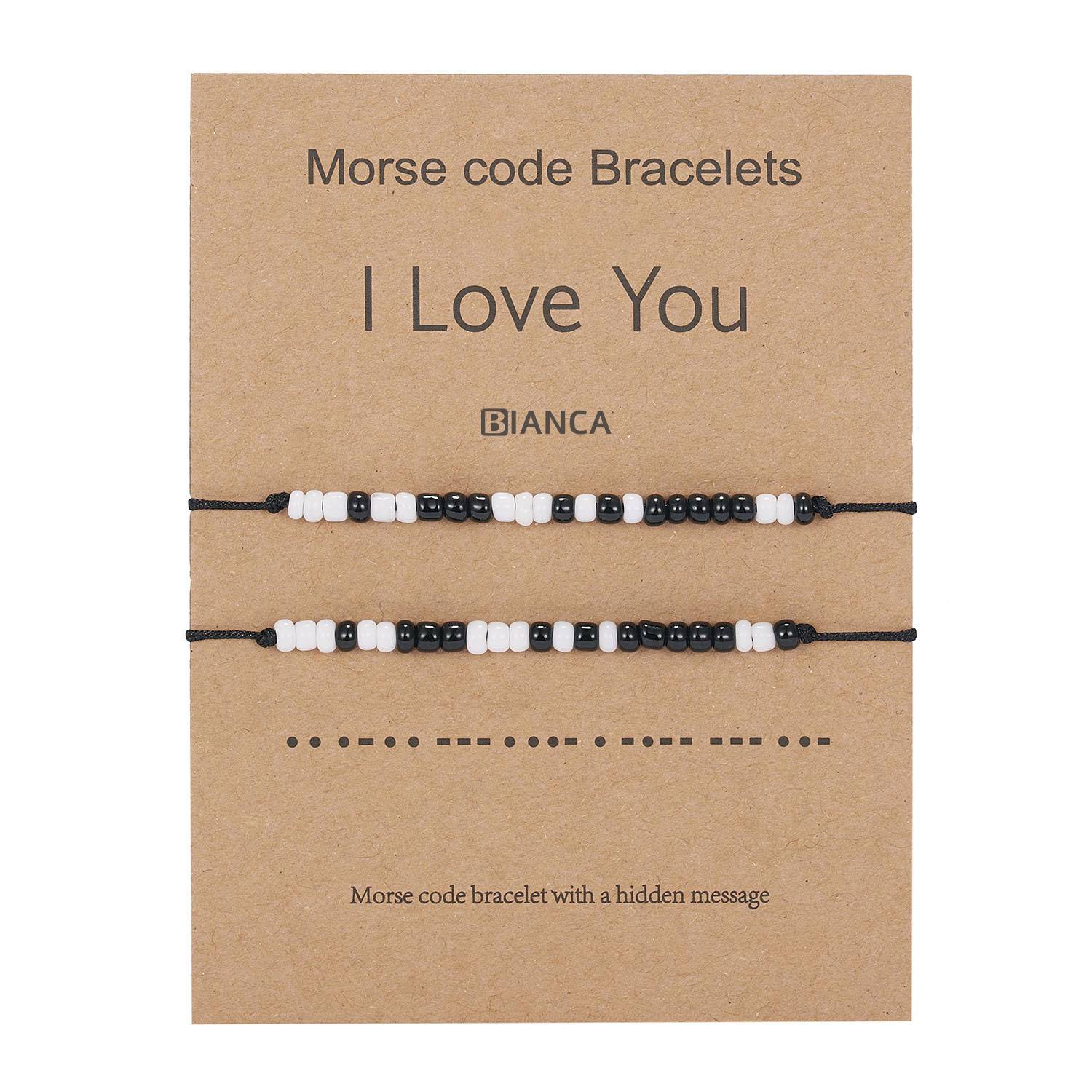 Black and white rice bead paper card bracelet