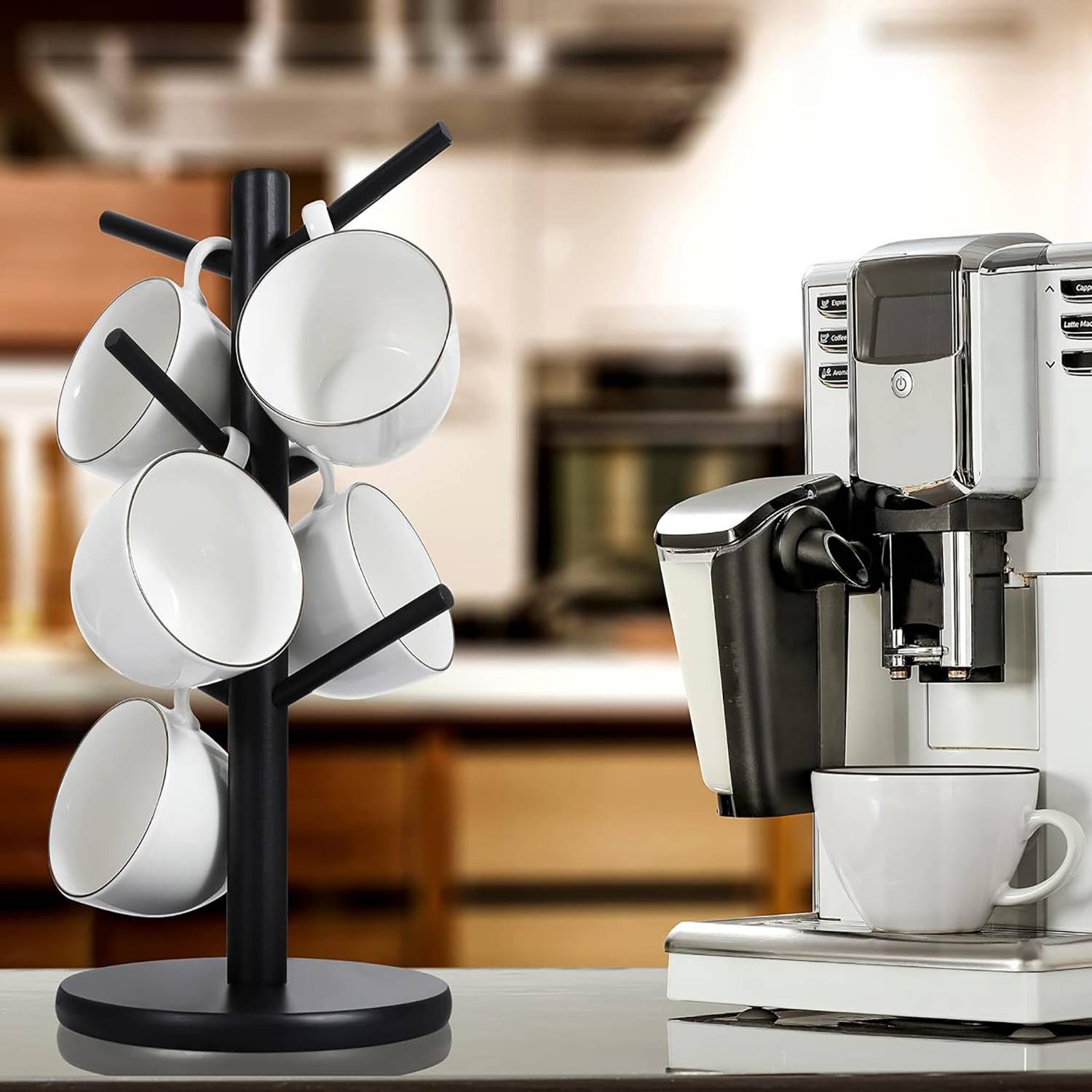 Wooden Tree Mug Holder w/ 6 Hooks - Image 6