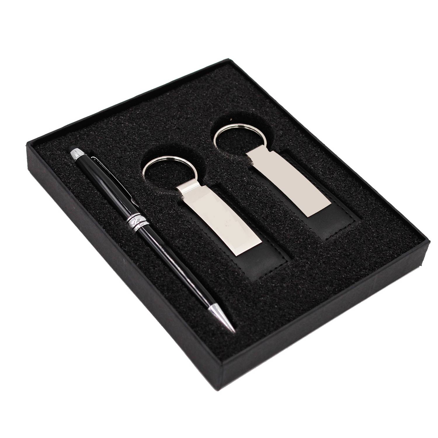PU Leather Keychain Aluminum Pen Business Gift Set - Image 3