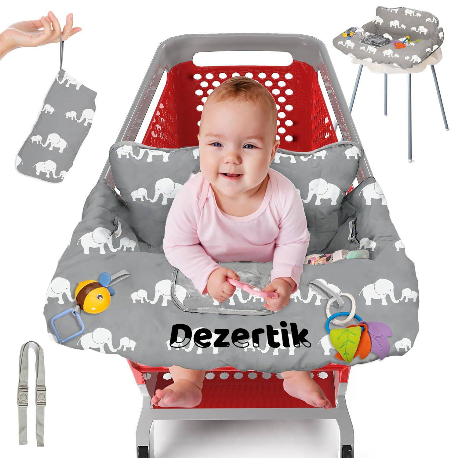 Soft Baby Shopping Cart Highchair Cover w/ Storage Pouch