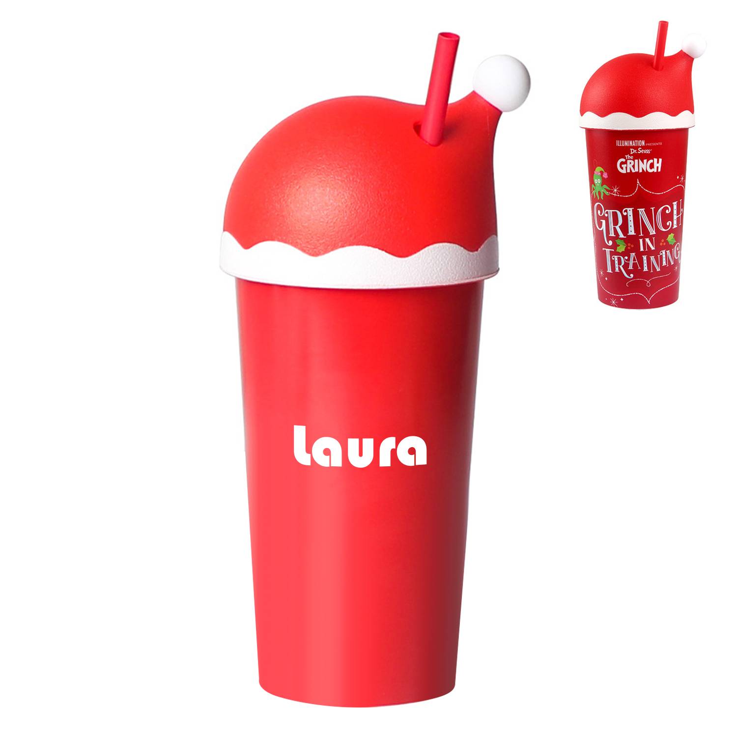 Customized Christmas Hat Straw Plastic Cup