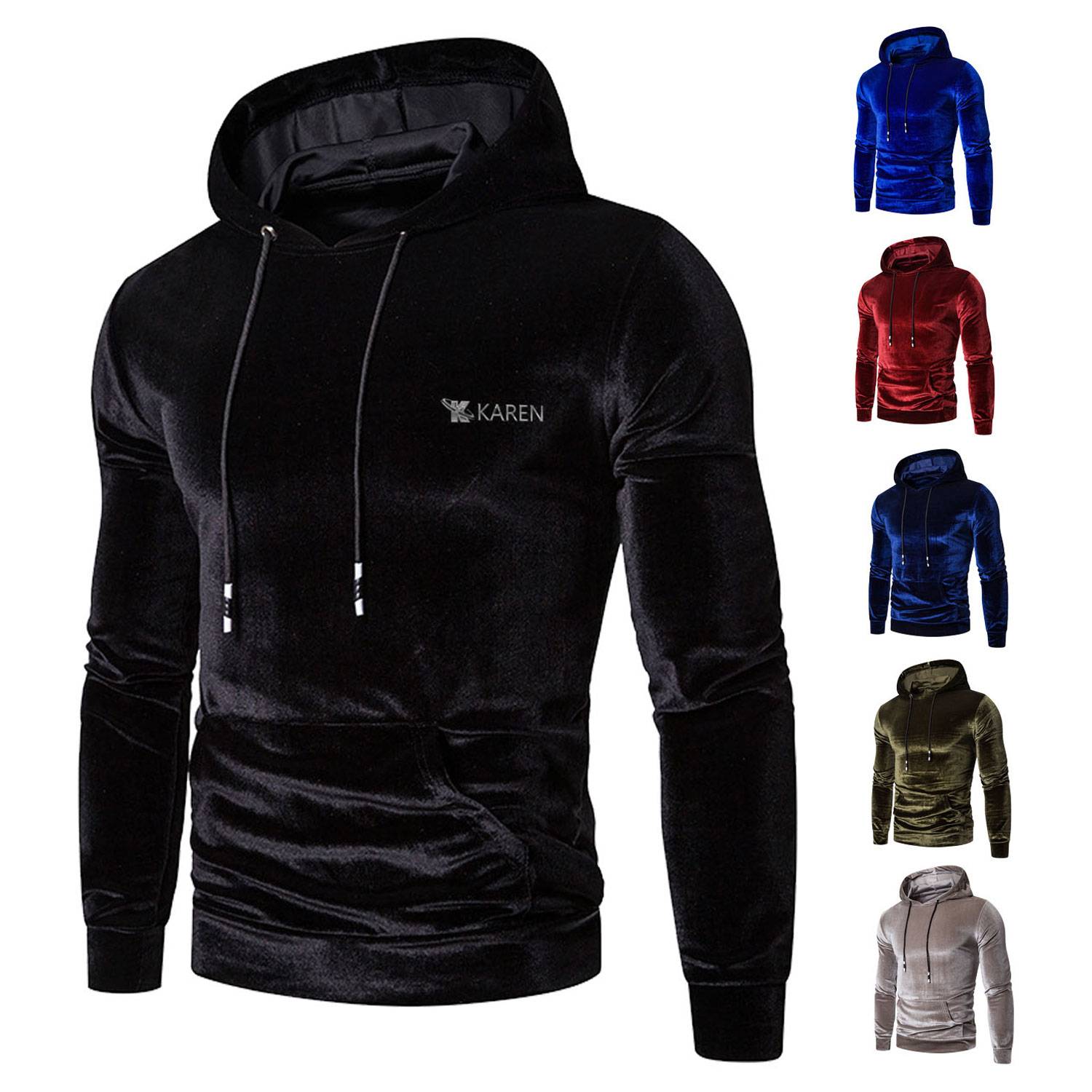 Men Winter Soft Polyester Long Sleeve Hoodie Sweatshirts