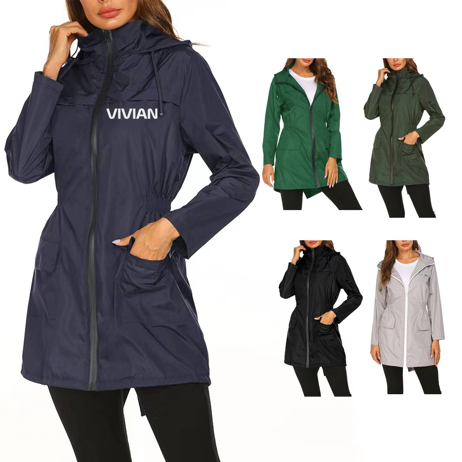 Women Waterproof Windbreaker Jacket w/ Hood