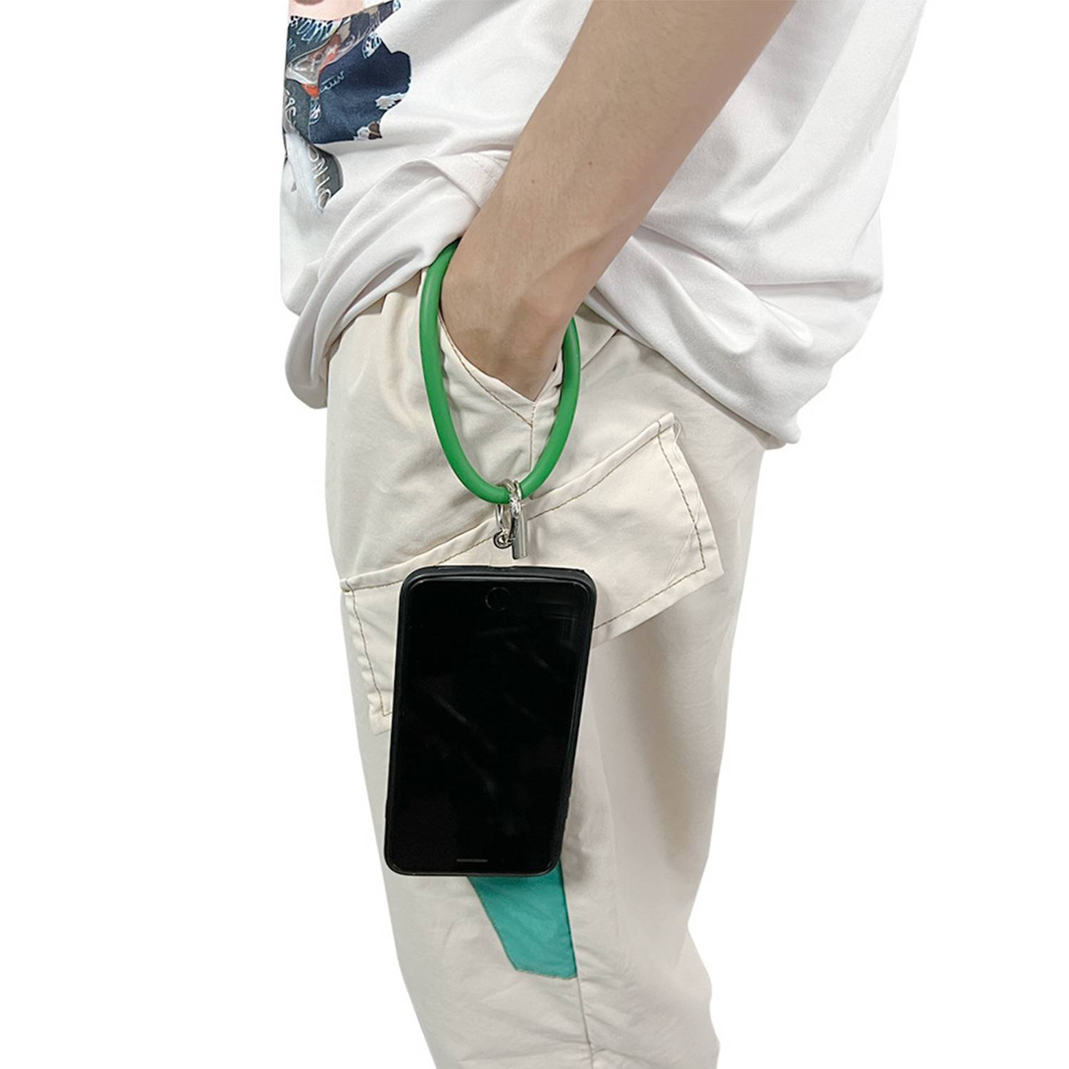 Round Silicone Bracelet Keychain - Image 3