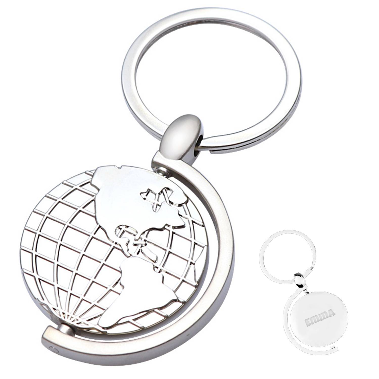 Mini Rotating Globe Metal Keychain