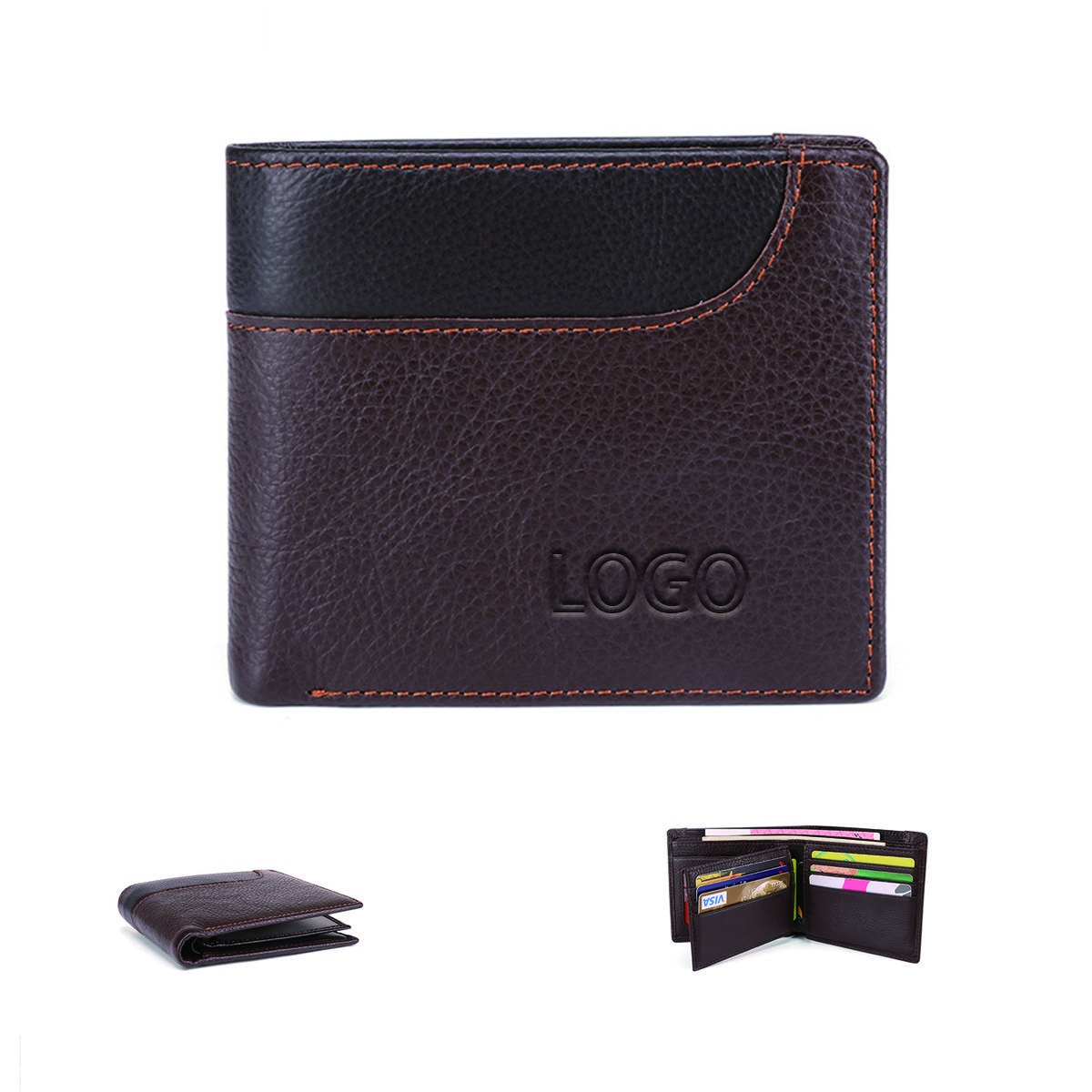 Men'S Genuine Leather Pass Case Multiple Card Slots