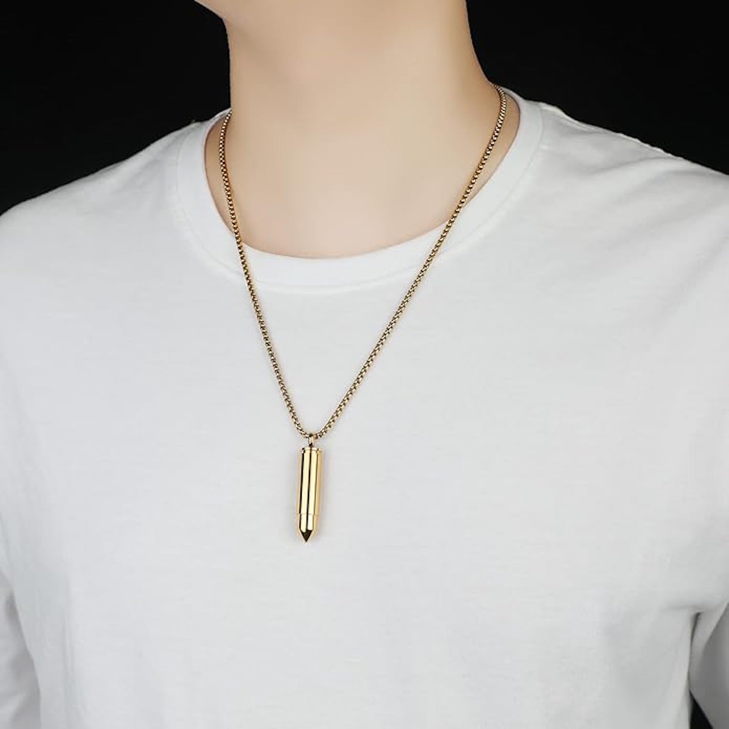 Stainless Steel Bullet Pendant Necklace - Image 5