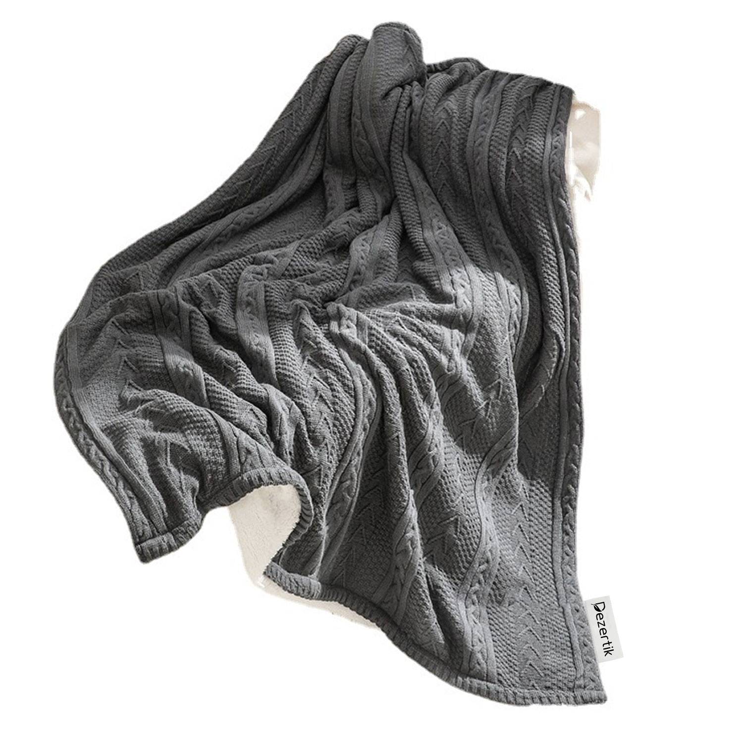 Knitted Acrylic Fishbone Blanket