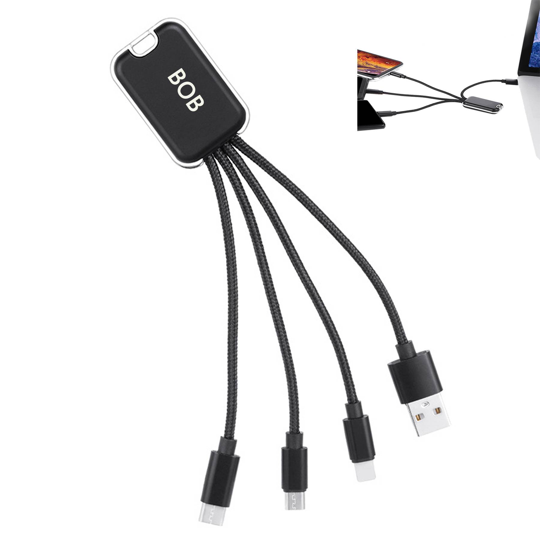 LED Light Emitting 4 in 1 Data Cable