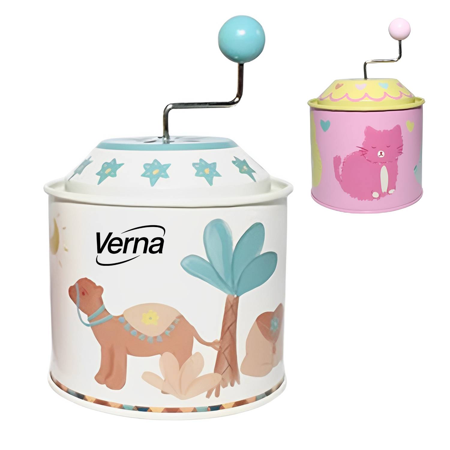 Round Hand Cranked Metal Music Box