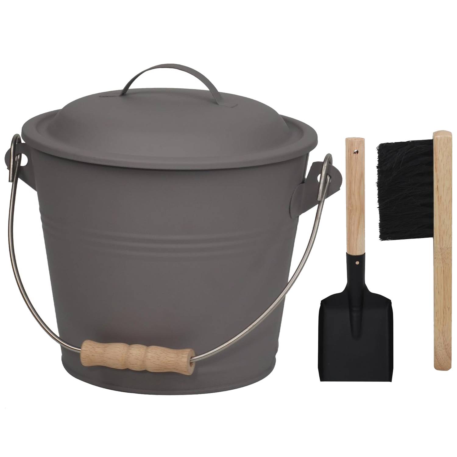 Mini Fireplace Ash Bucket Set w/ Lid, Brush & Shovel - Image 3