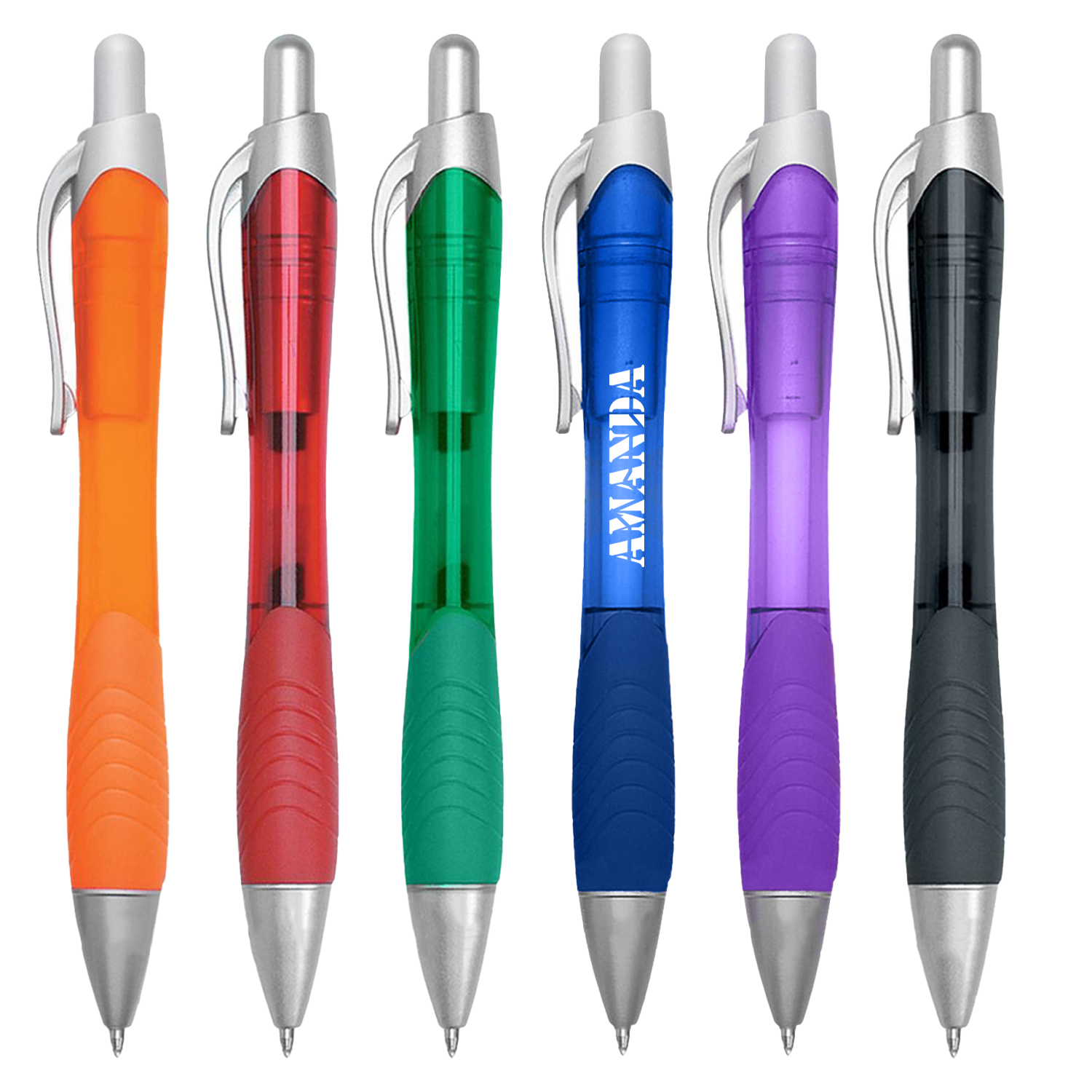 Translucent Plastic Push-Button Ballpoint-Pen