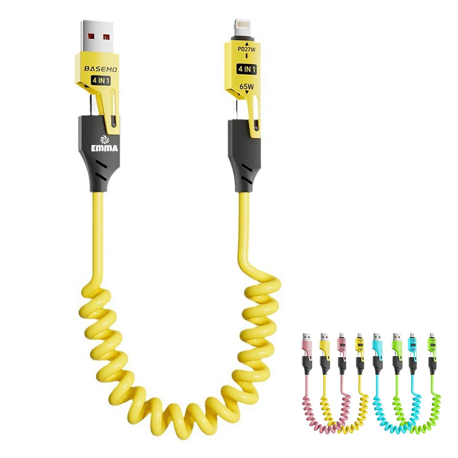 Retractable 4 in 1 USB Fast Charging Cable 65W