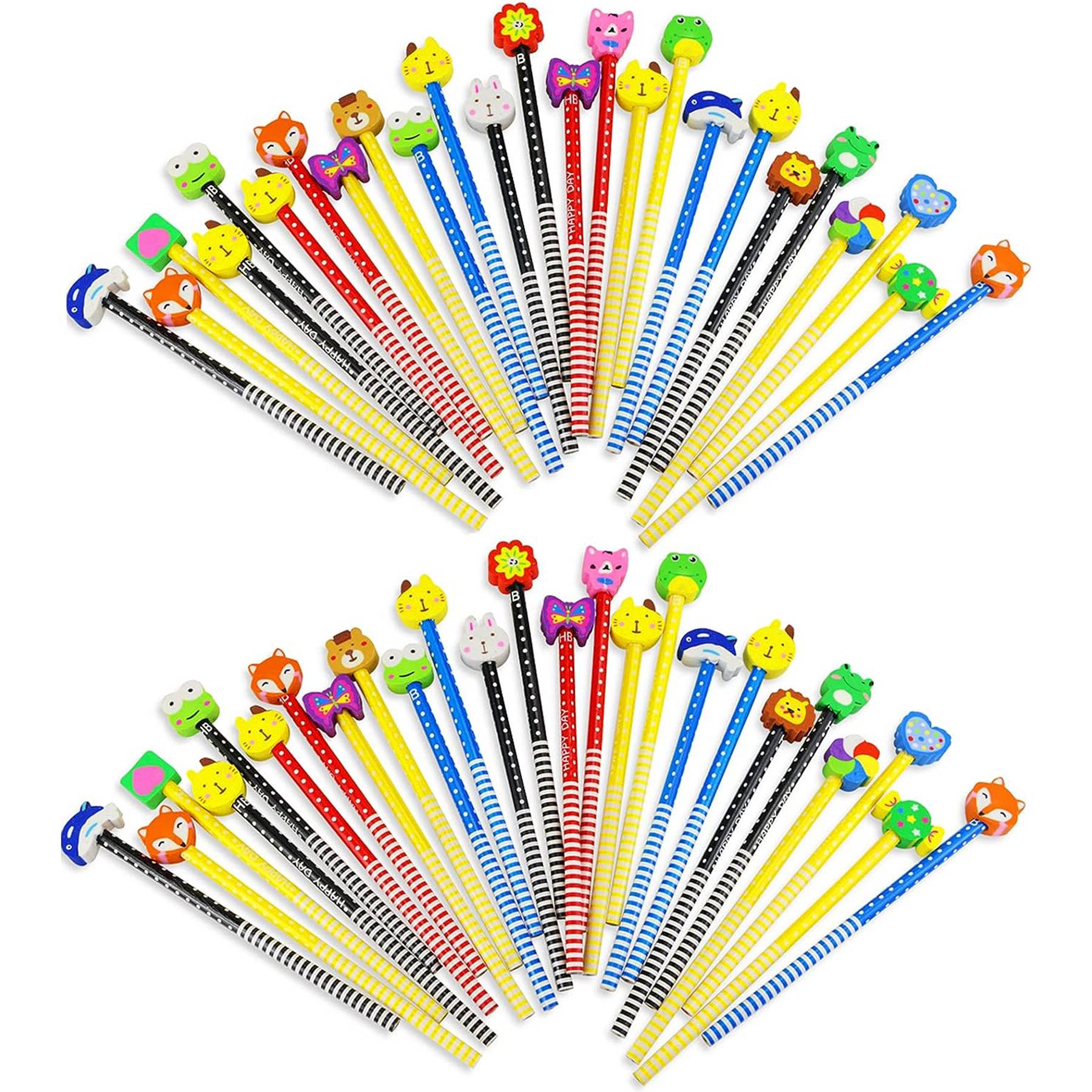 Colorful Cartoon Animal Pencil With Erasers