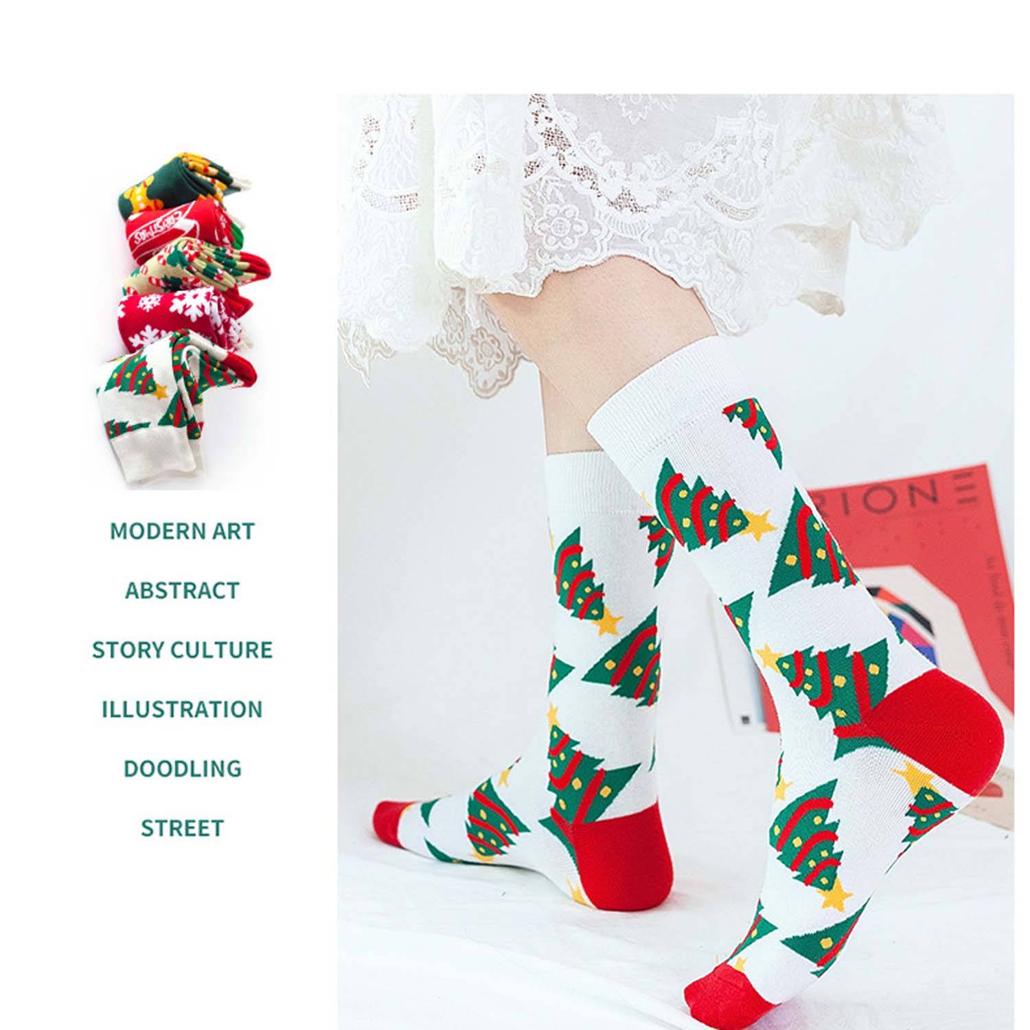 Autumn And Winter Fashion Mid Tube Christmas Socks - Image 6