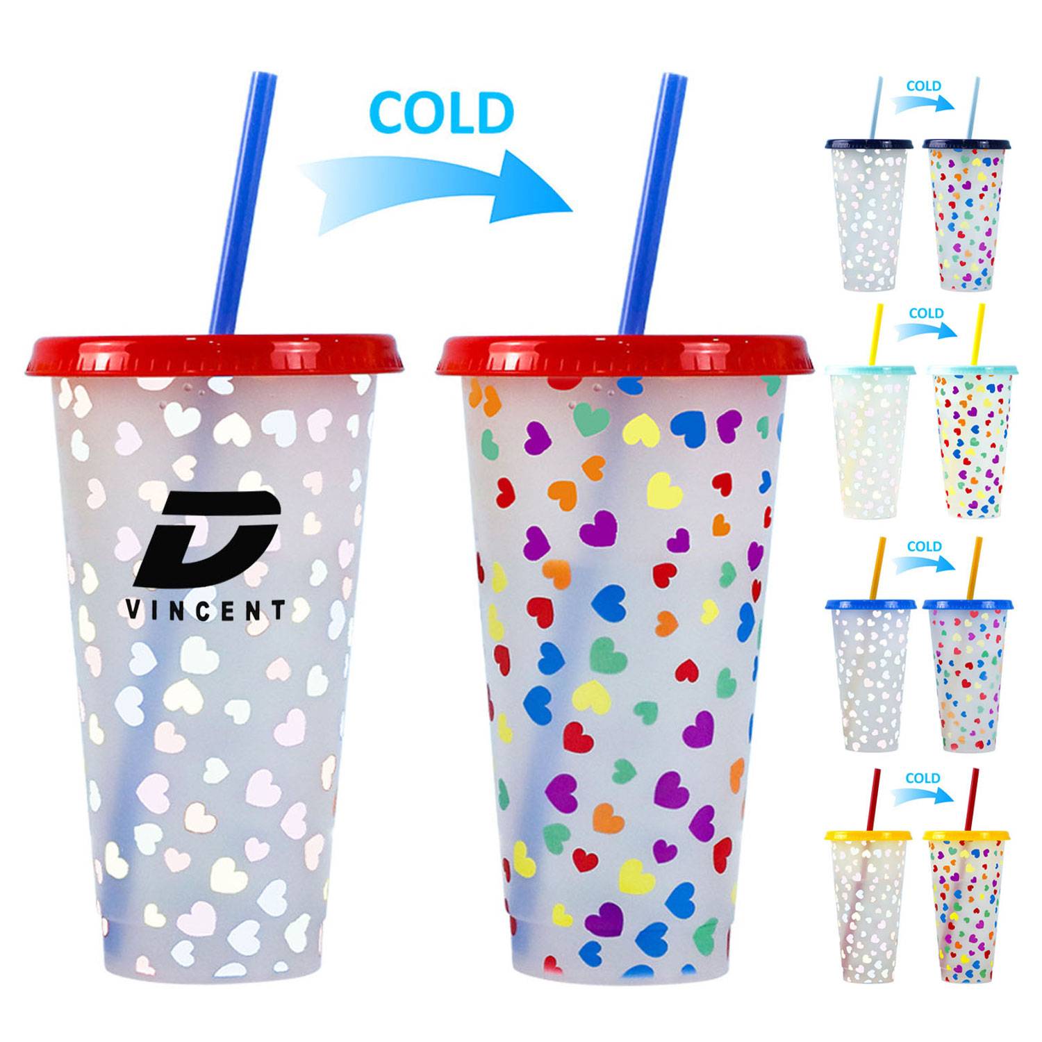 24oz Reusable Color Changing Plastic Cold Drink Cup
