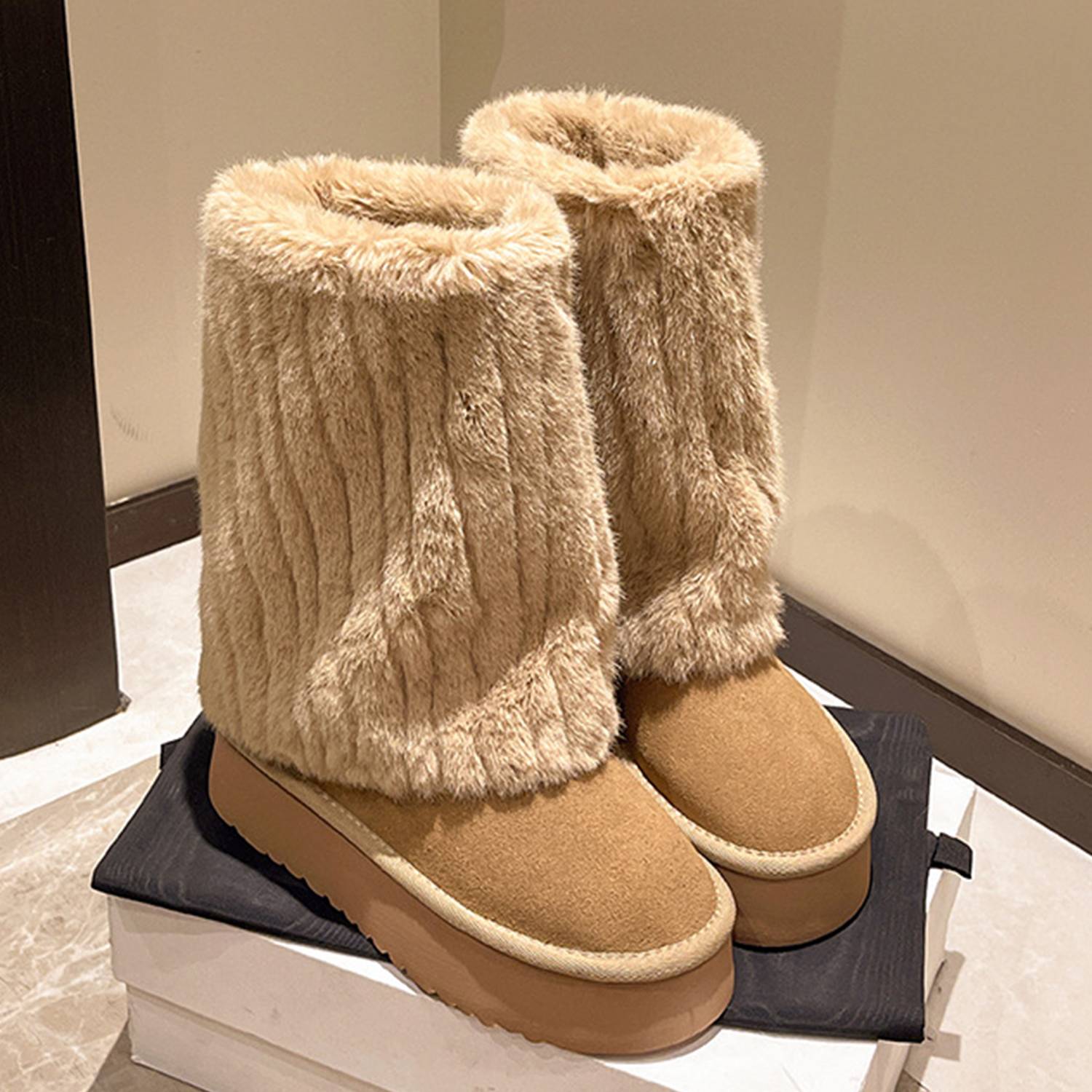 Women's Fuzzy Fleece Boots - Image 3