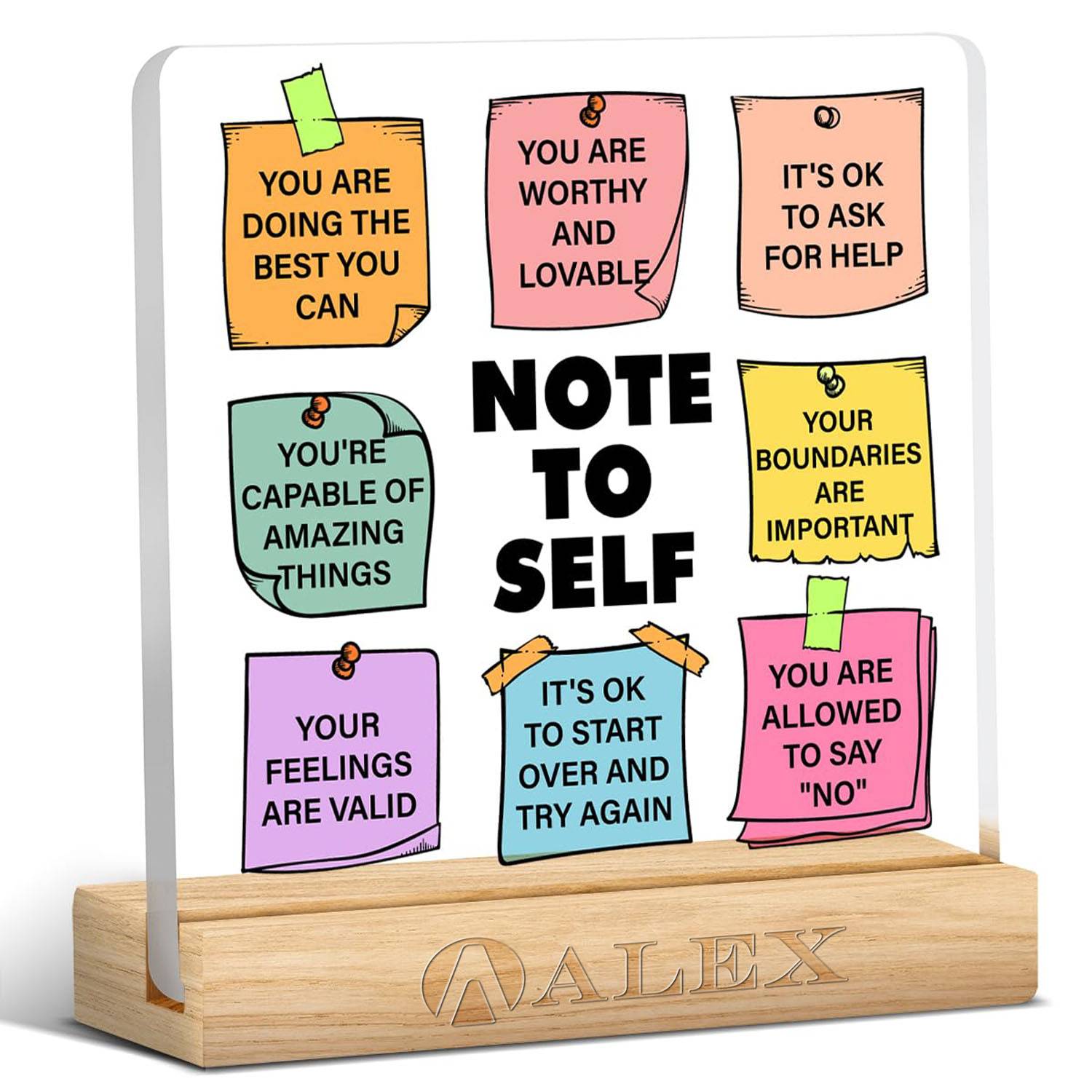 Sturdy Wooden Base Clear Acrylic Desk Sign