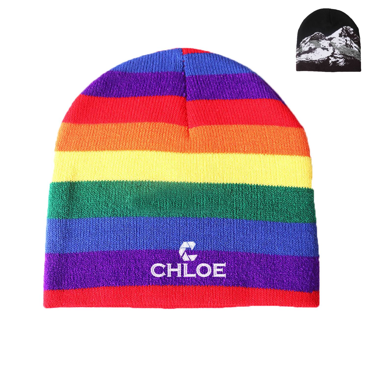 Children's Seven-Color Rainbow Jacquard Knitted Hat