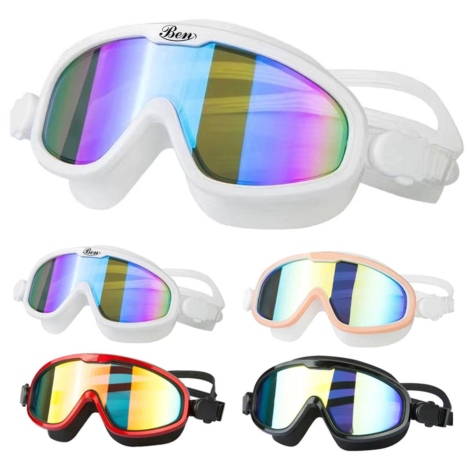 Anti-Fog Swimming Goggles—Adjustable Strap & Large-Frame
