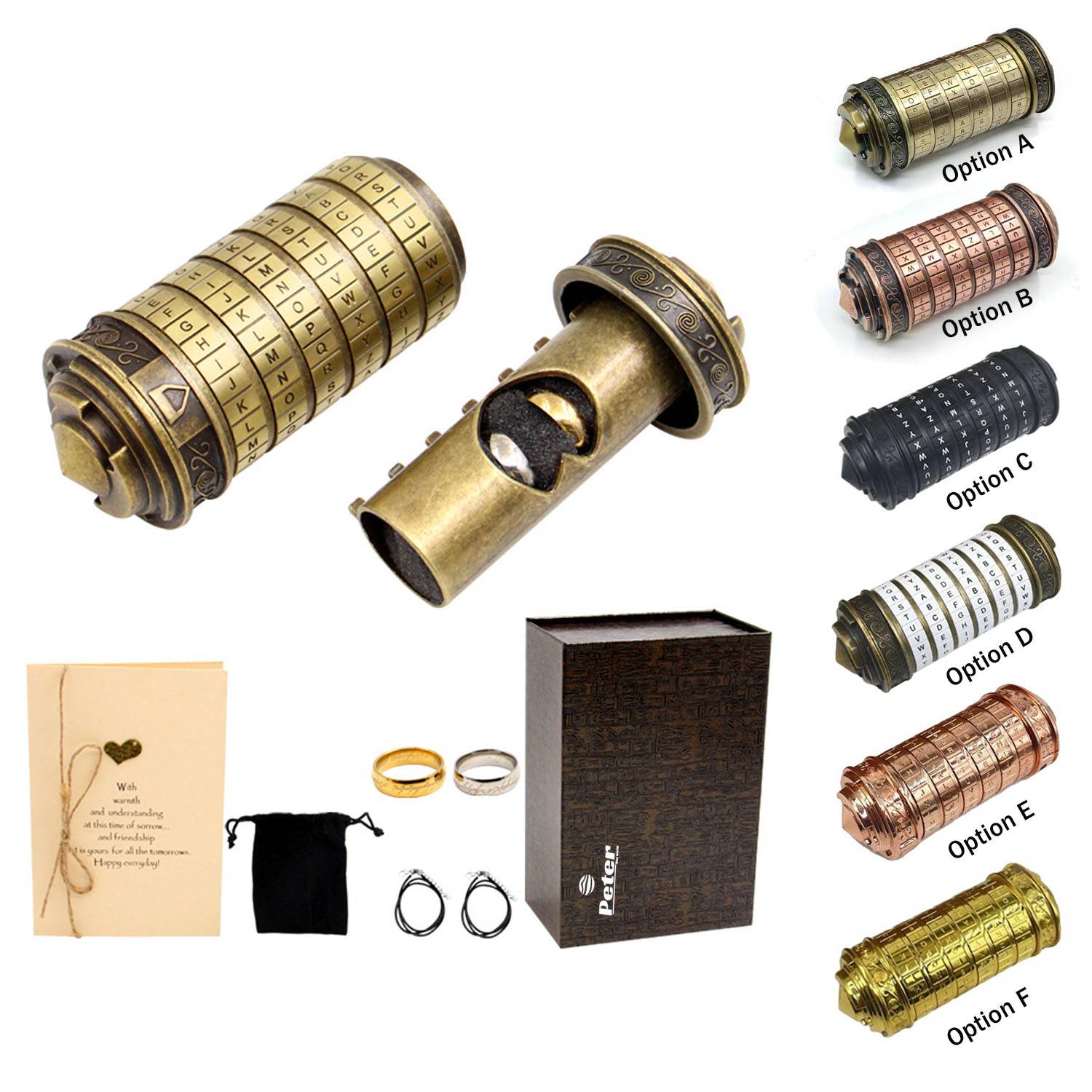 Vintage Metal Da Vinci Code Cryptex Puzzle Box