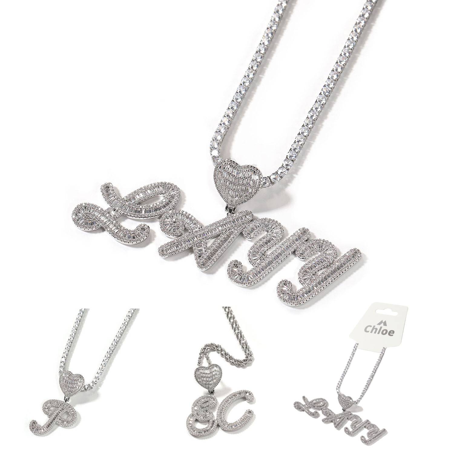 Patterned love letter pendant necklace