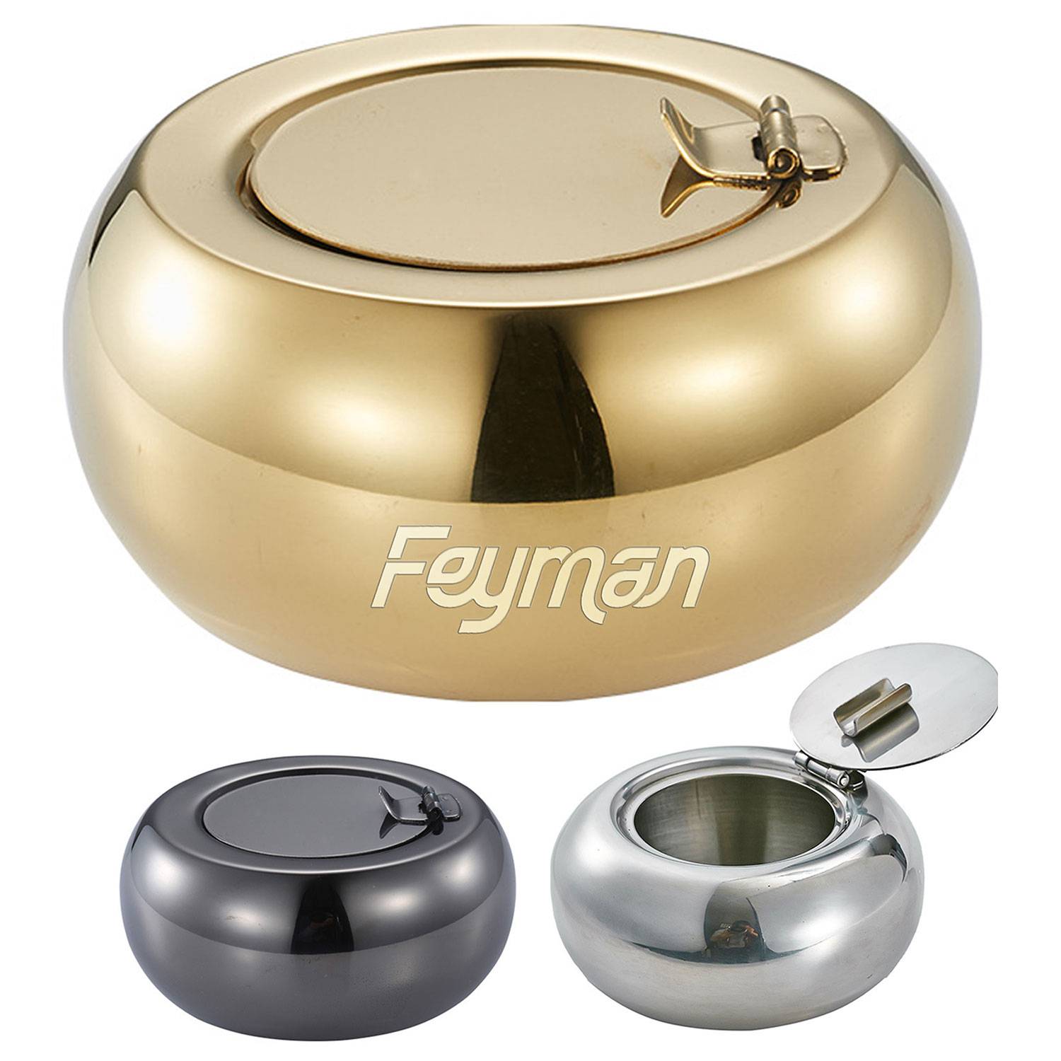 Heavy Duty Stainless Steel Ashtray w/ Lid