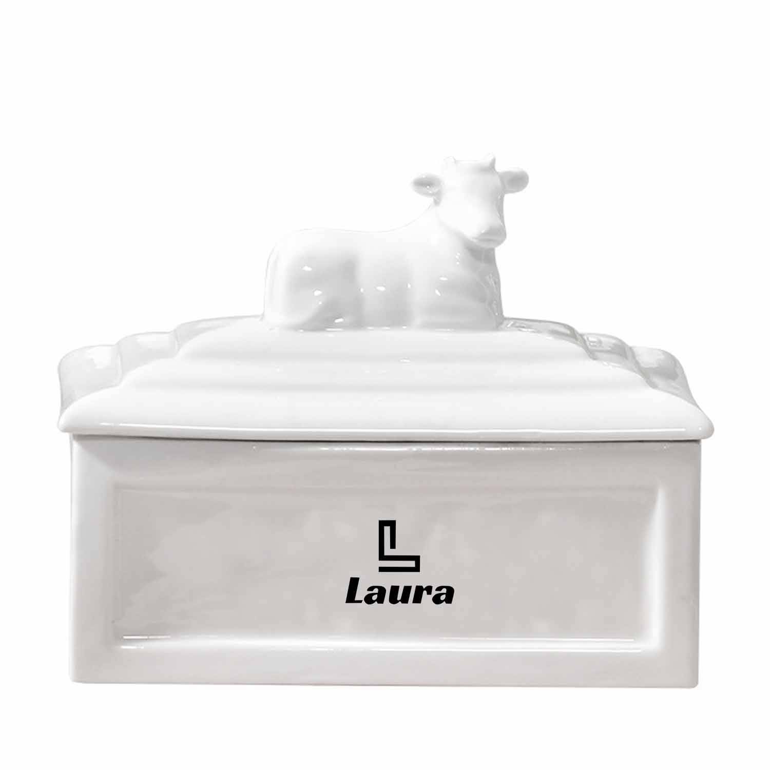 6OZ Ceramic butter cup with lid cheese sealed box