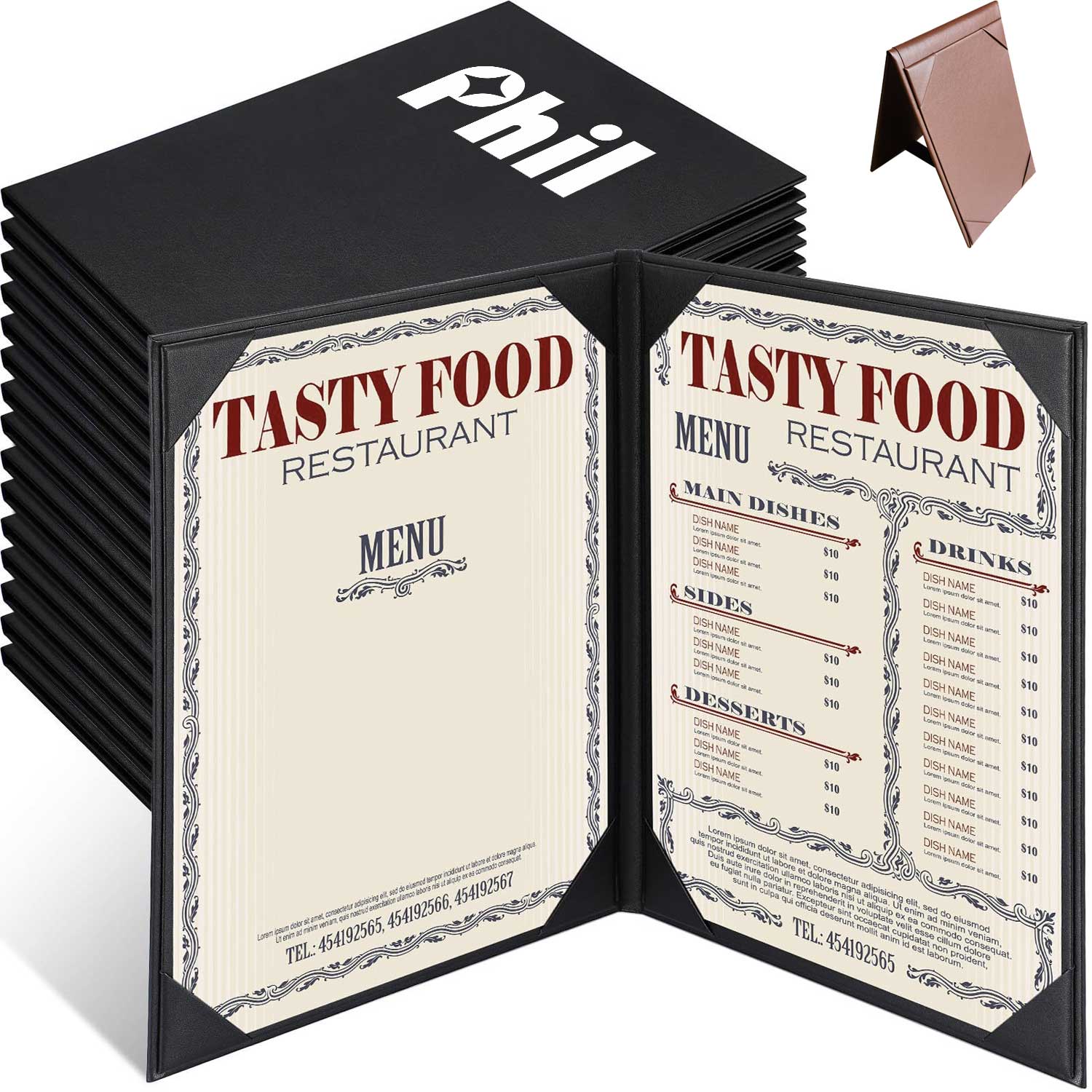 8.5*14 inch 4P PU Leather Cover - Custom Logo Hotel Menu