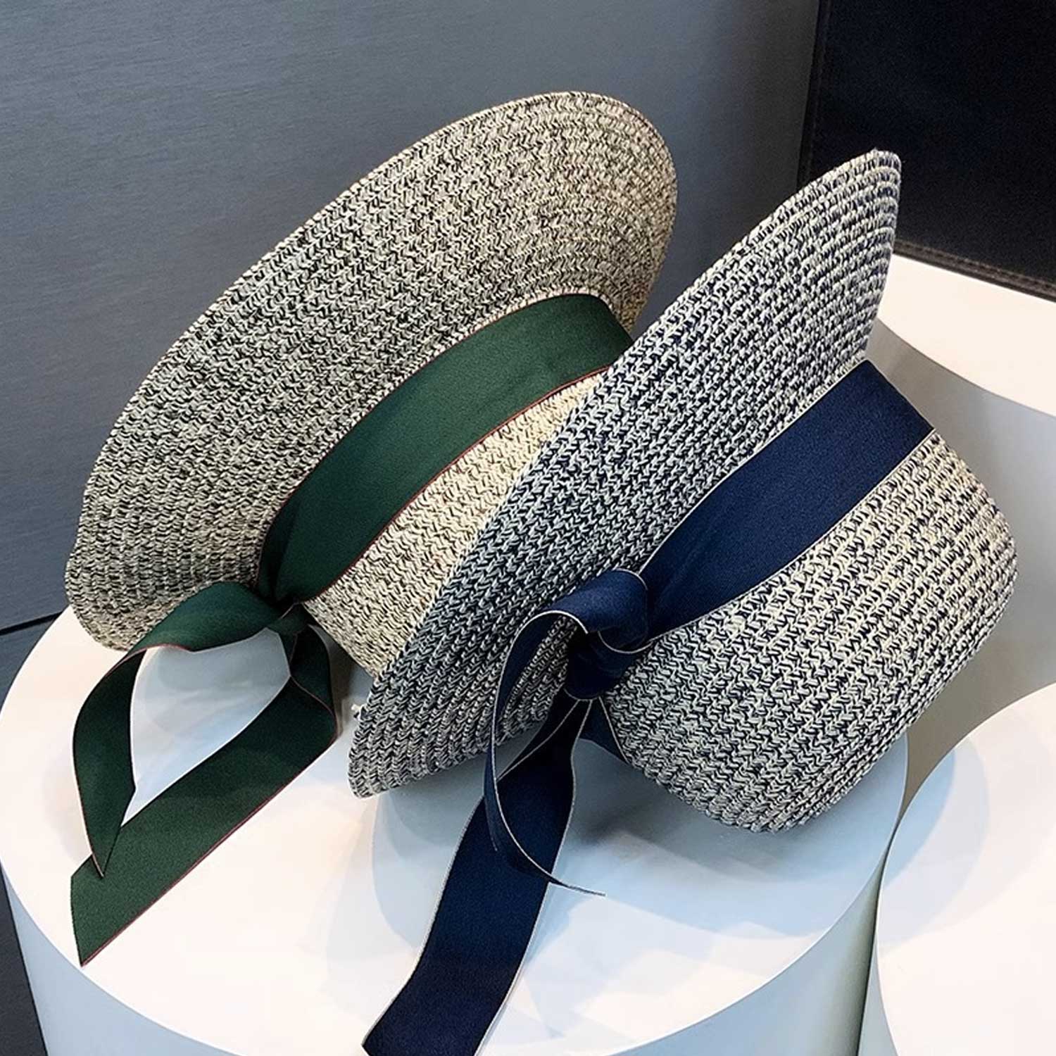 Woven Wide Brim Boho Ribbon Sun Hat - Image 4