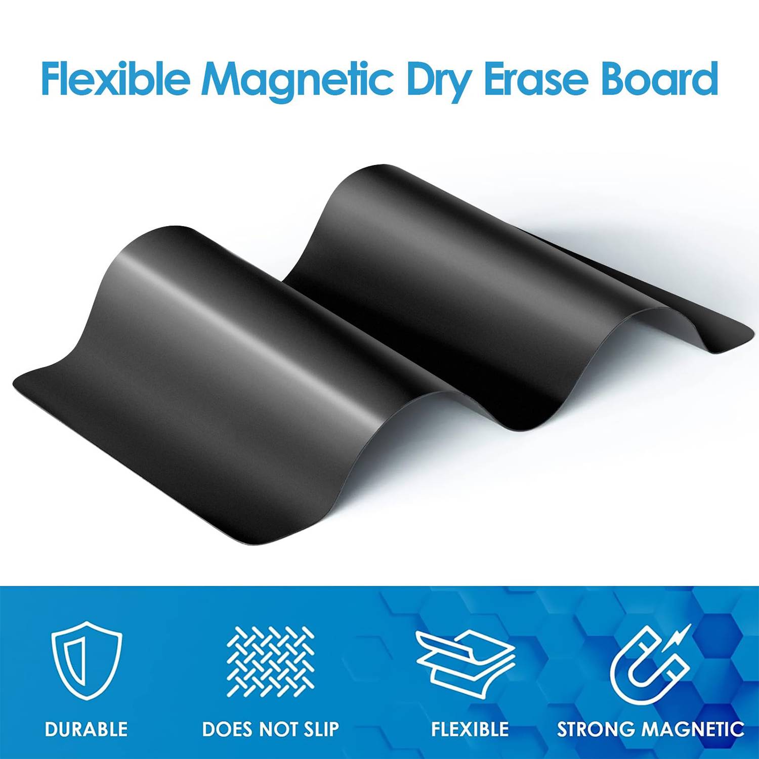 Magnetic Black Dry Erase Board Sheet w/ 3 Markers - Image 3