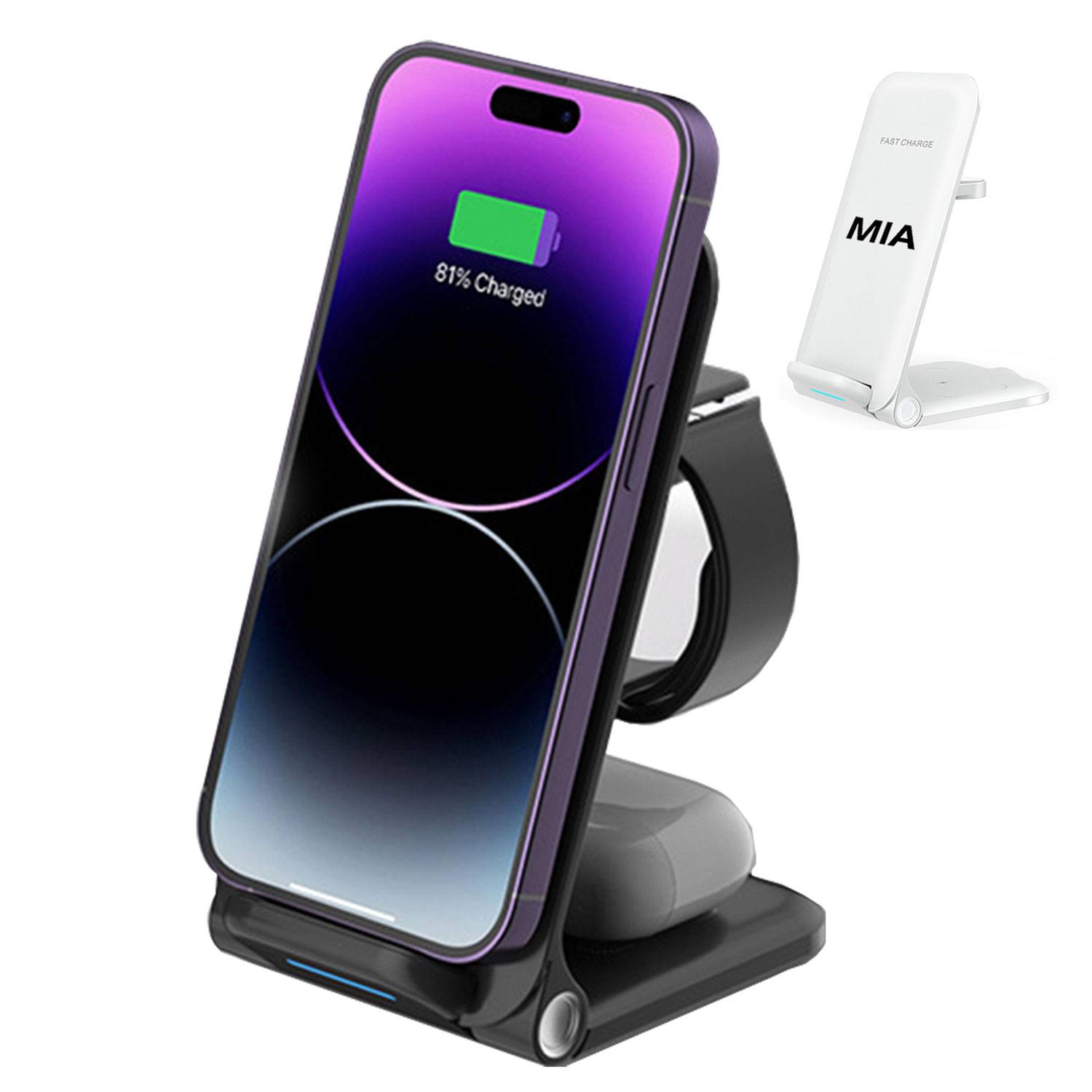 Vertical folding 3-in-1 wireless charger
