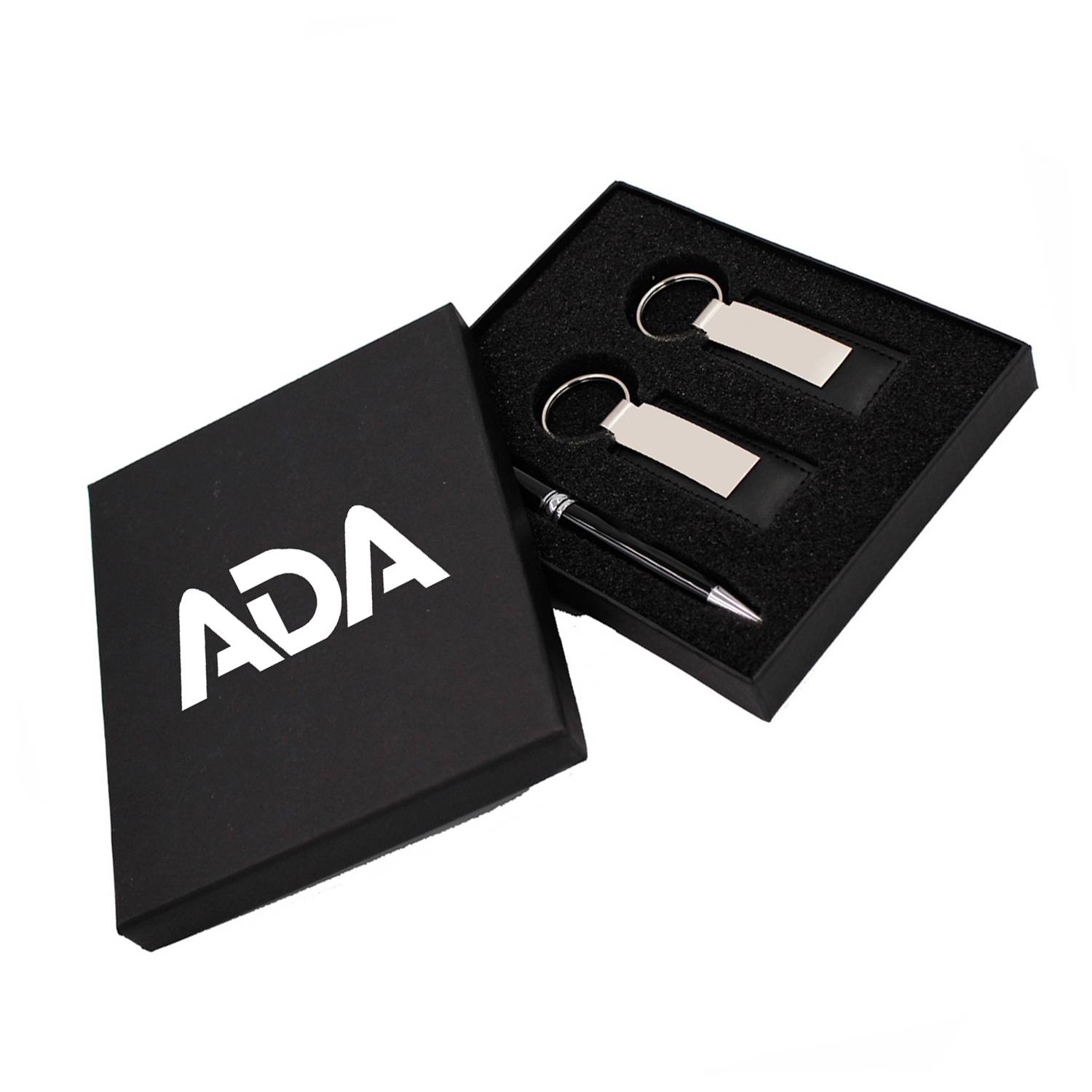 PU Leather Keychain Aluminum Pen Business Gift Set