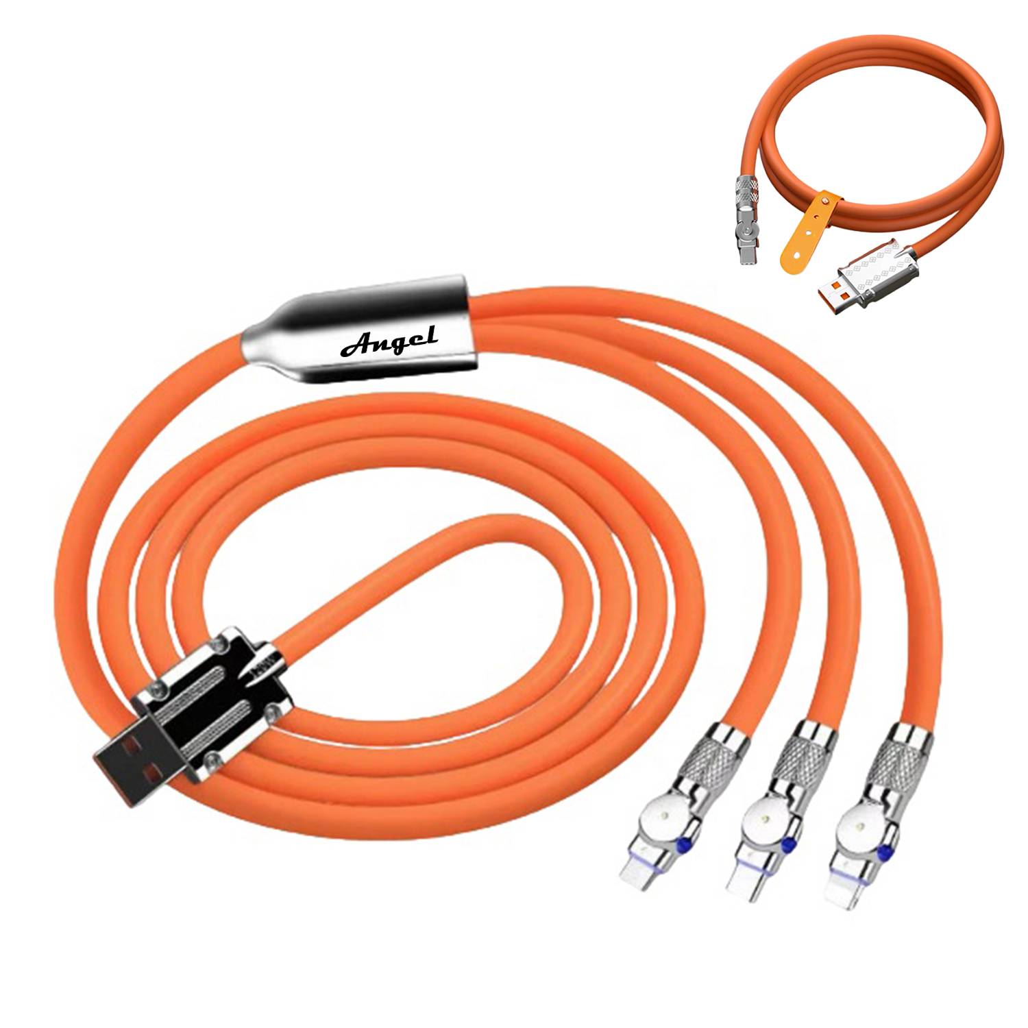 120W Silicone 3-in-1 Charging Cable - USB-C Fast Charge