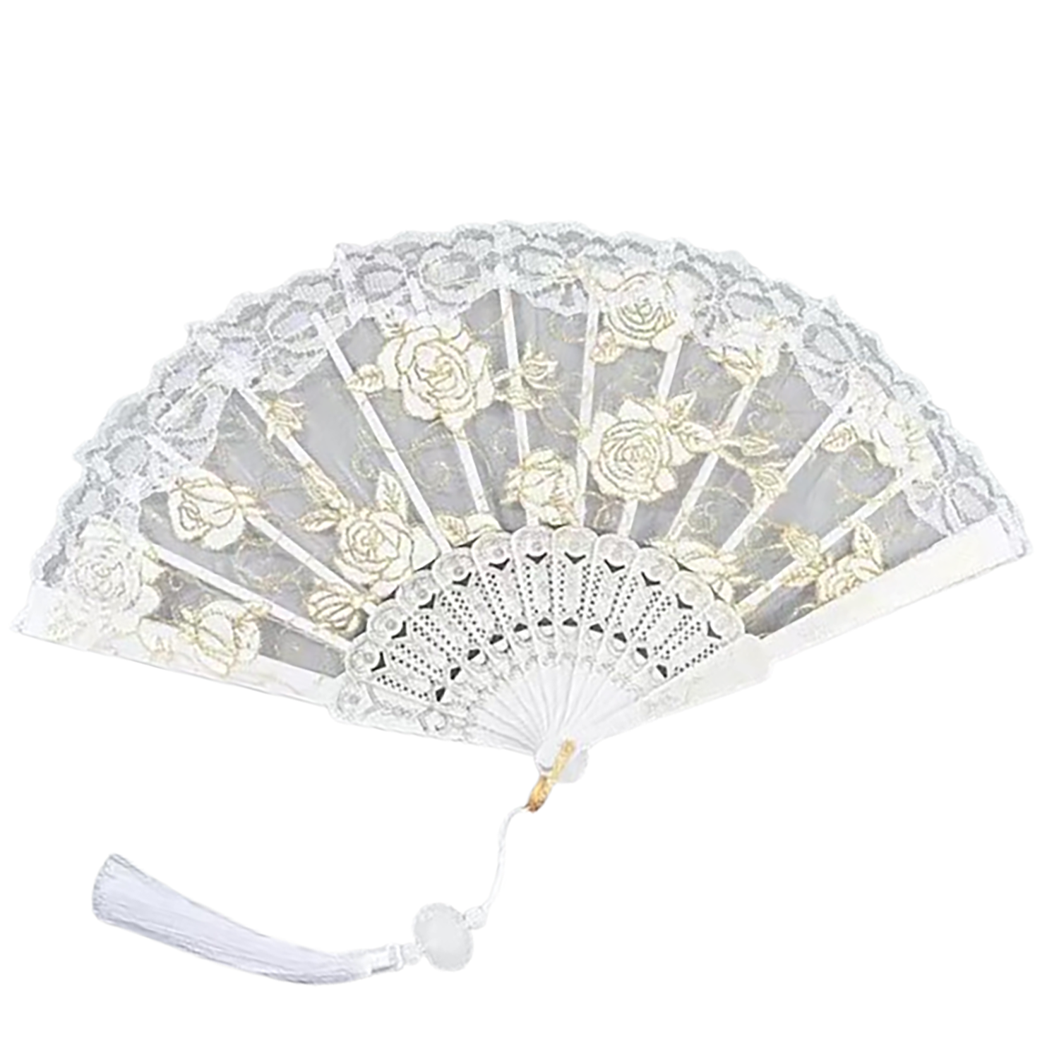Rose Lace Handheld Folding Fan - Image 8