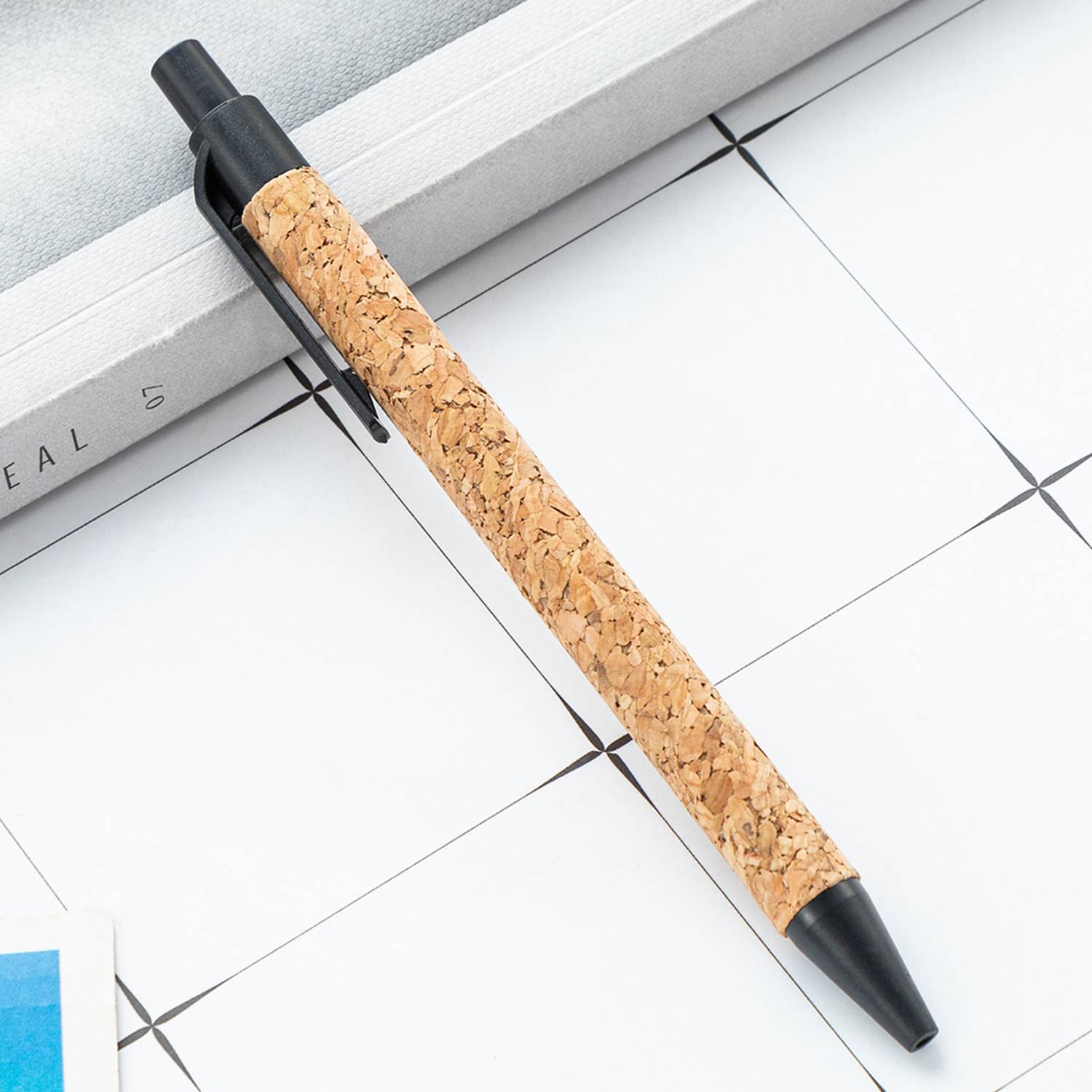 Retractable Wheat Straw Cork Ballpoint Pen - Image 3